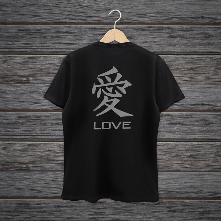 TSHIRT JAPANESE KANJI LOVE BLACK & GREY
