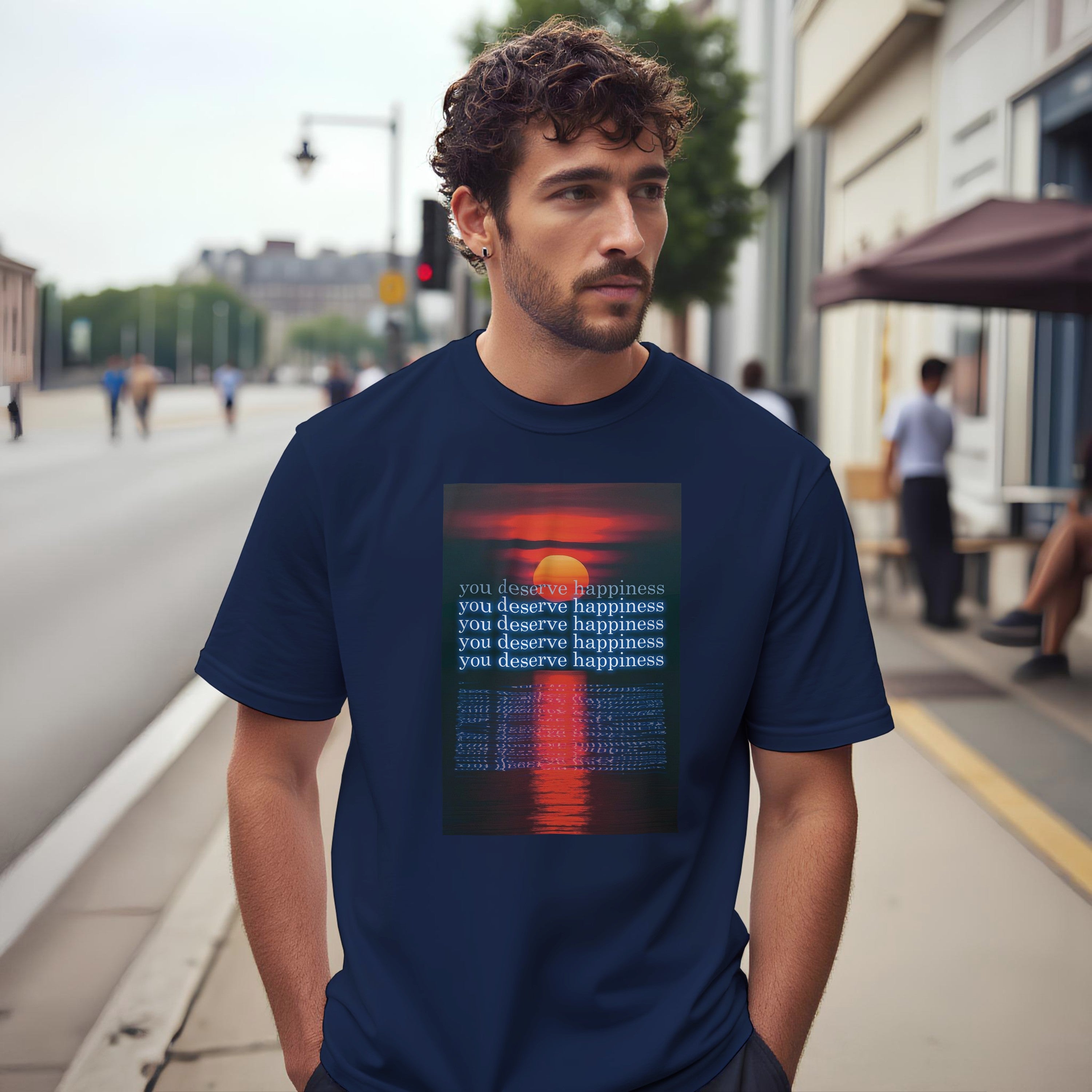 CAMISETA TE MERECES LA FELICIDAD ATARDECER