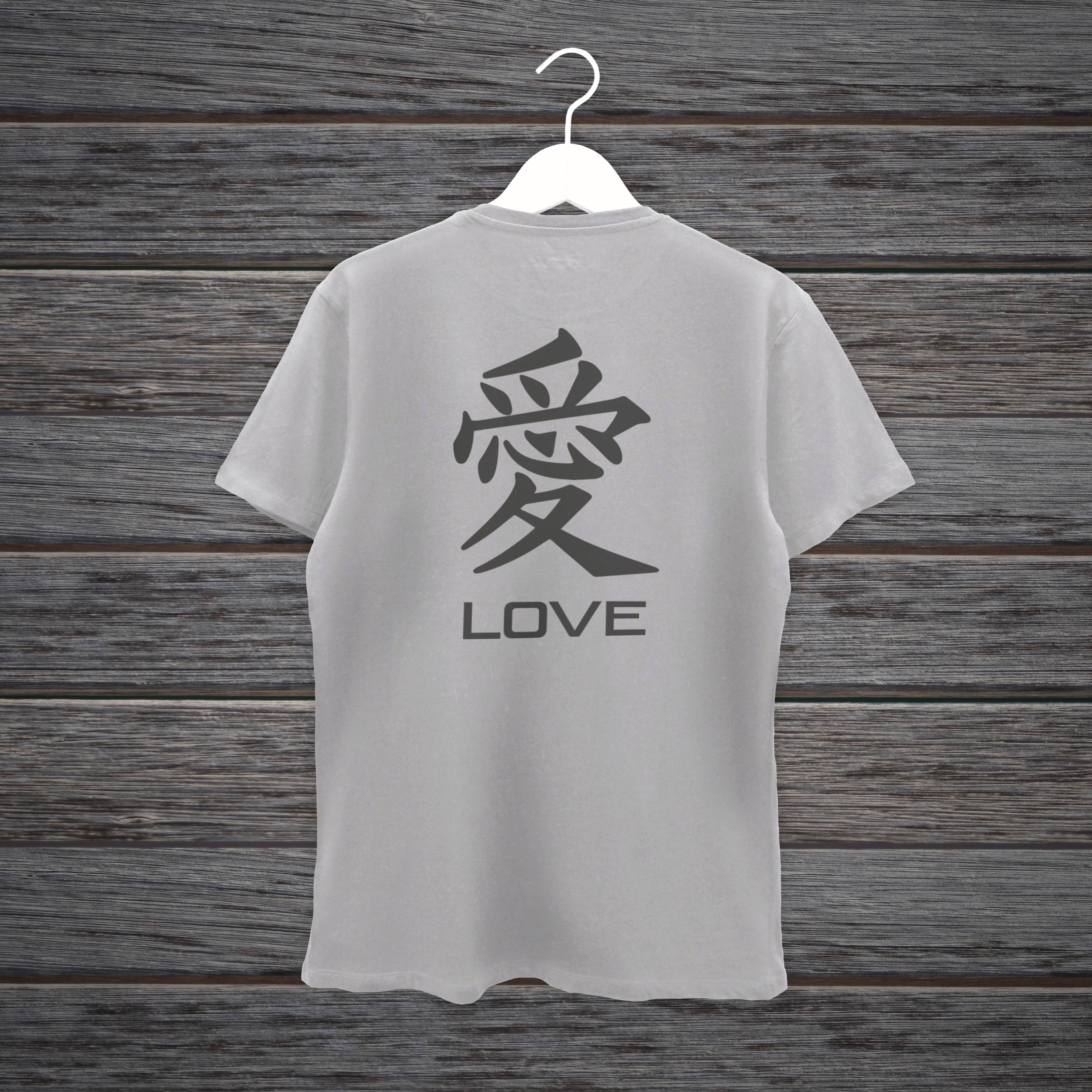 TSHIRT JAPANESE KANJI LOVE BLACK & GREY