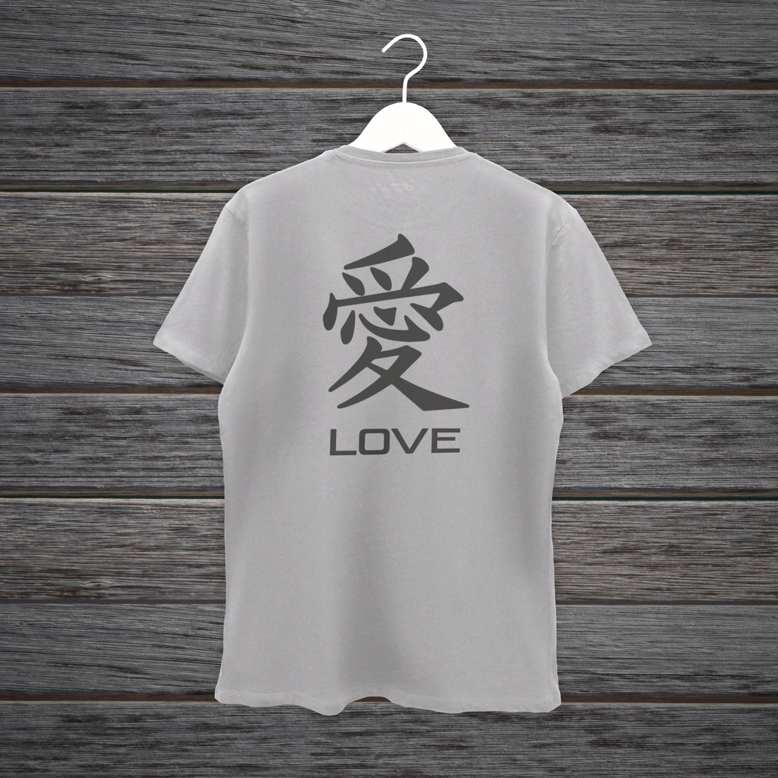 TSHIRT JAPANESE KANJI LOVE BLACK & GREY
