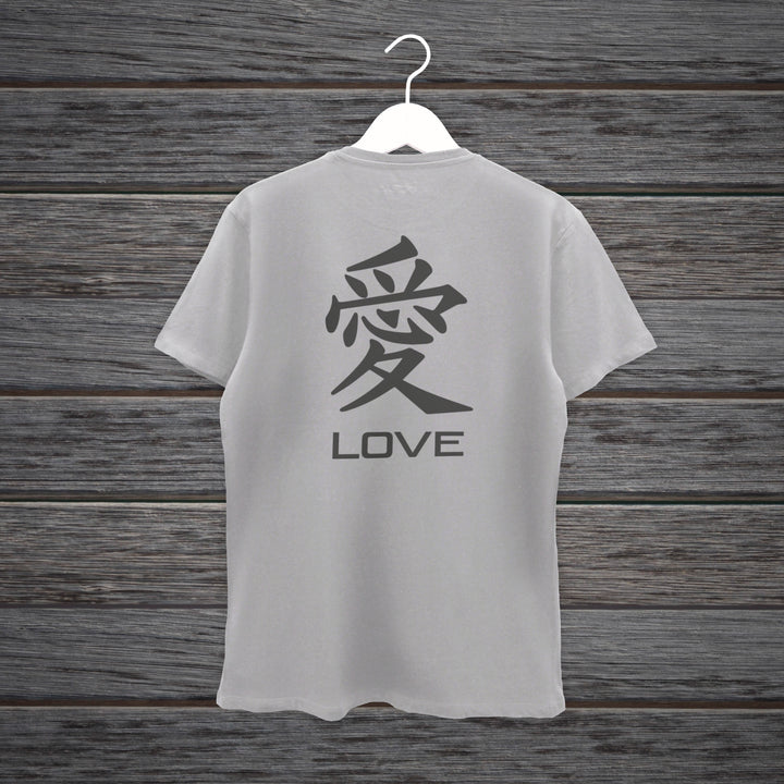 TSHIRT JAPANESE KANJI LOVE BLACK & GREY