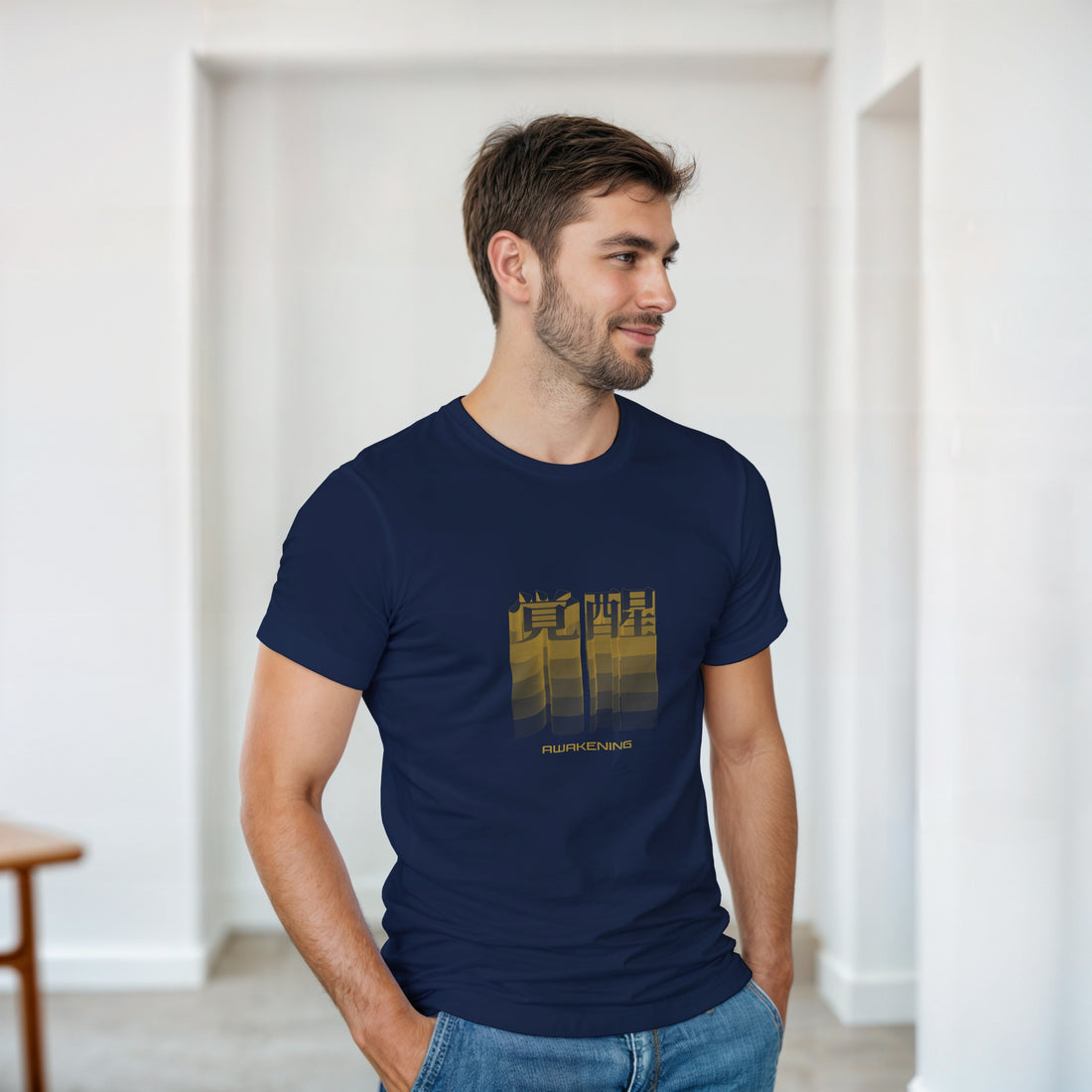 CAMISETA KANJI JAPONÉS DESPERTAR DORADO