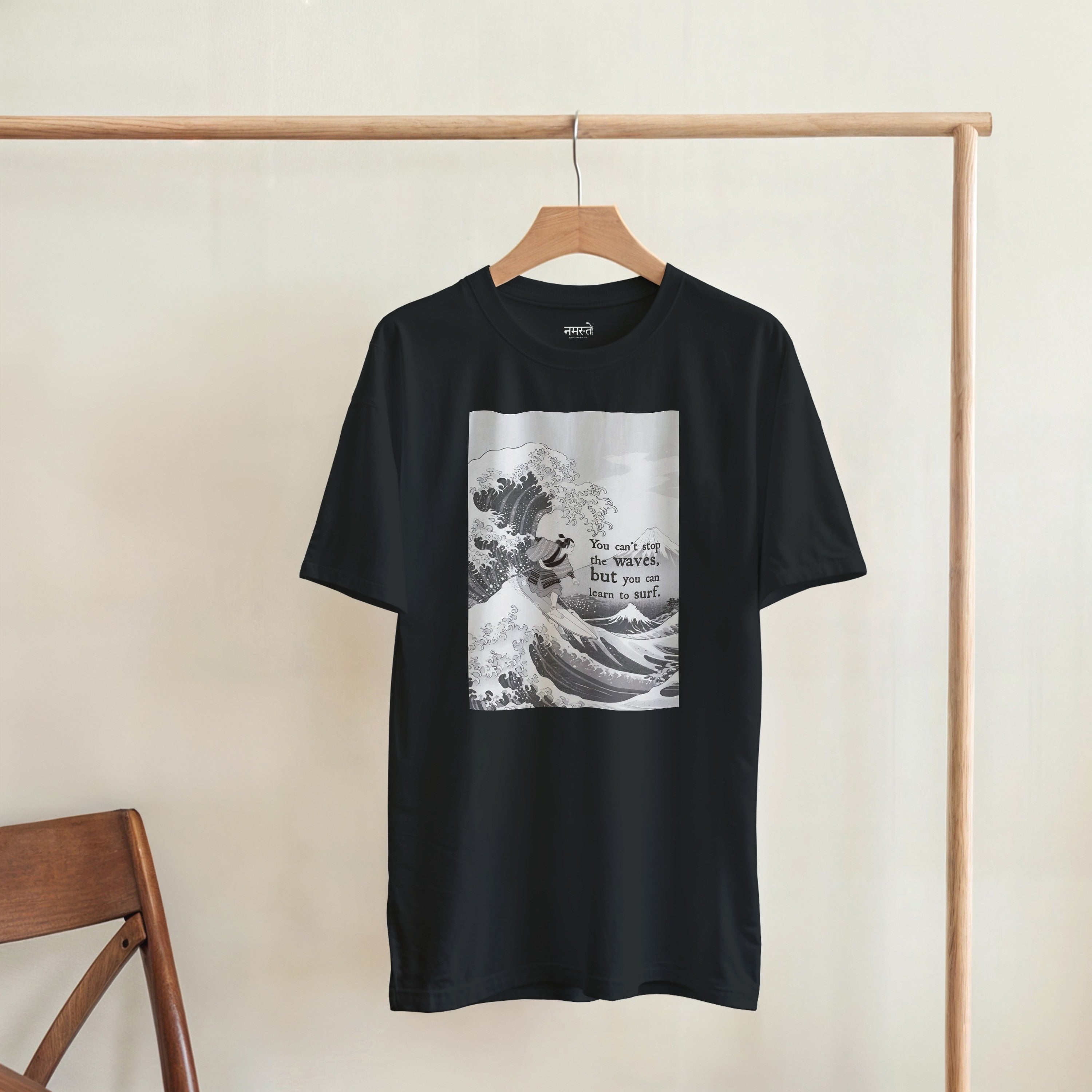 CAMISETA HOKUSAI SURF BRANCA E CINZA
