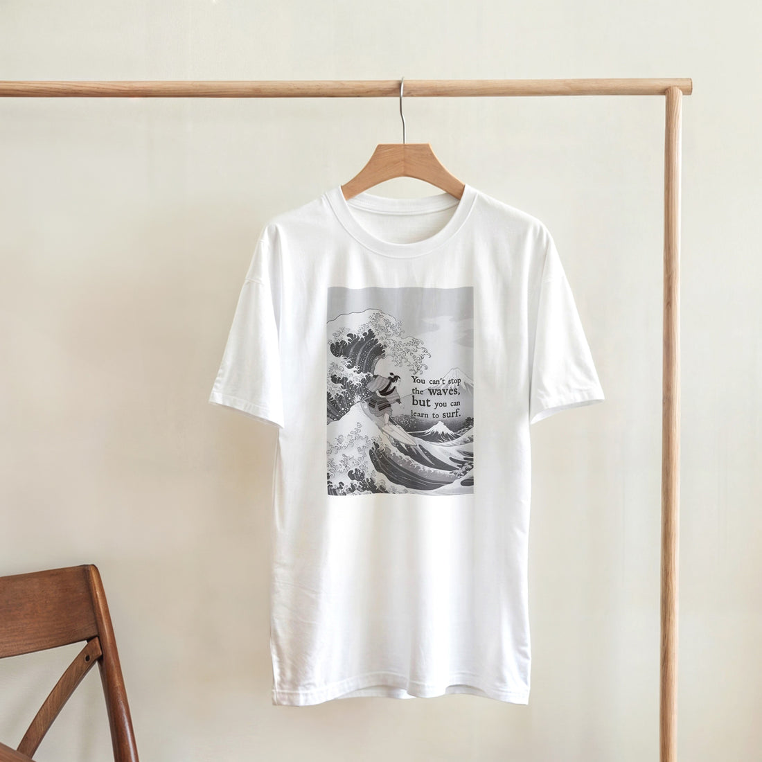 CAMISETA HOKUSAI SURF BRANCA E CINZA