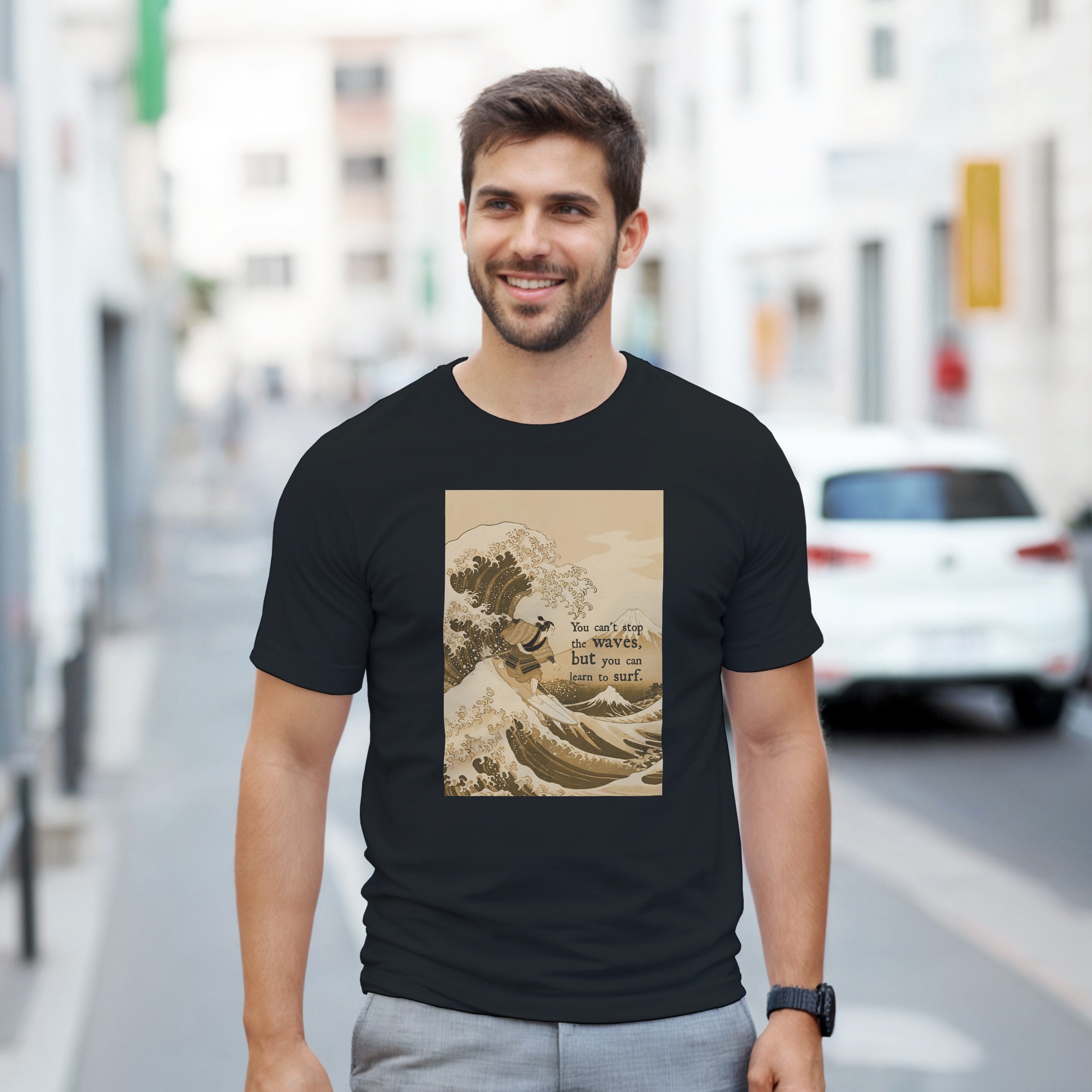 CAMISETA HOKUSAI SURF DOURADA