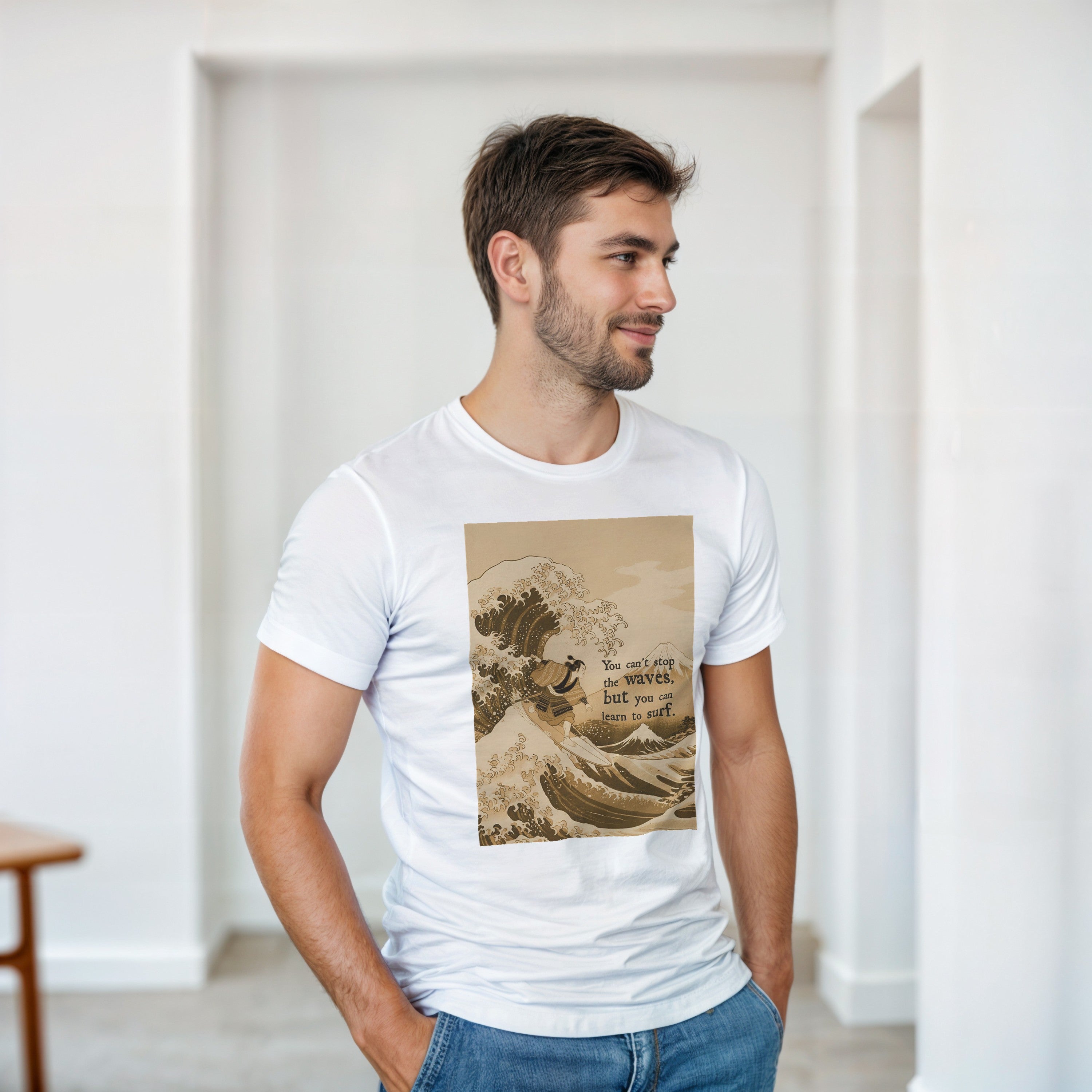 CAMISETA HOKUSAI SURF DOURADA