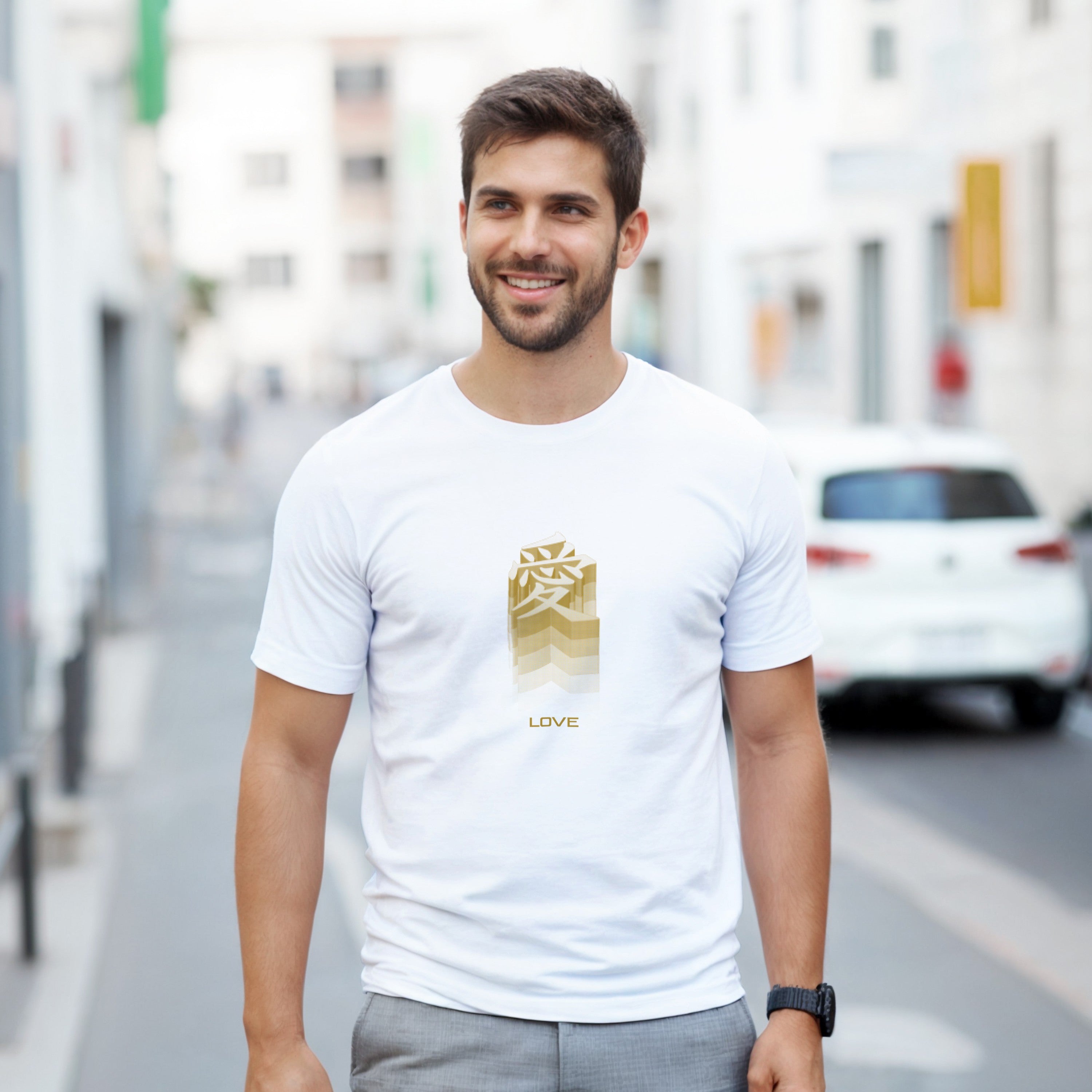 CAMISETA KANJI JAPONÉS AMOR DORADO