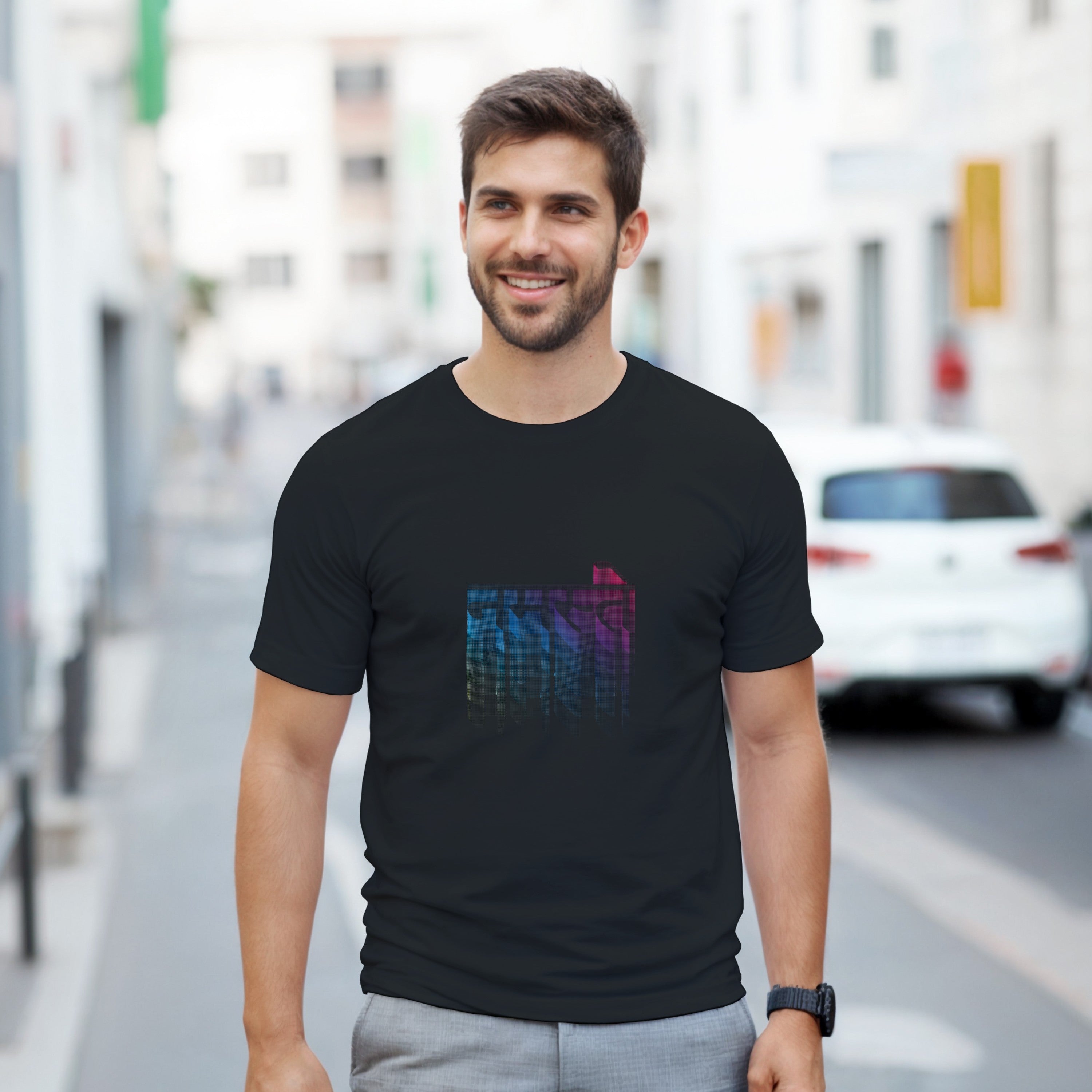 CAMISETA PSICODÉLICA SÁNSCRITA NAMASTE