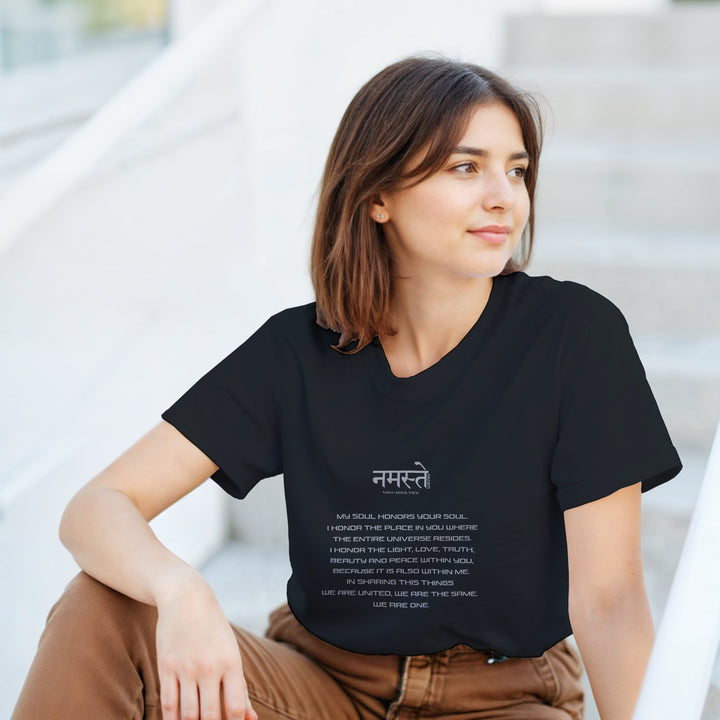 CAMISETA NAMASTE SIGNIFICADO BLANCO Y NEGRO