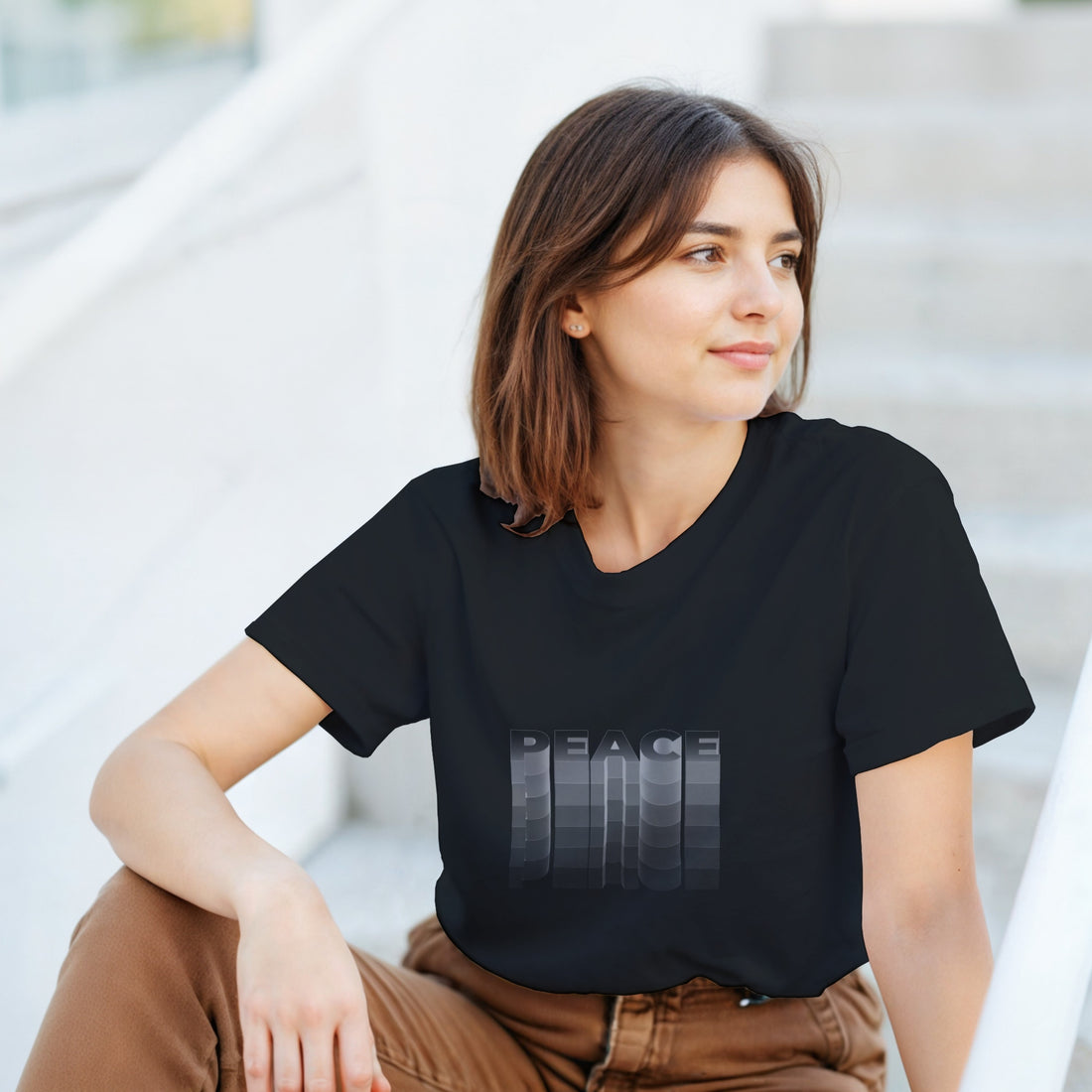 CAMISETA PAZ BLANCA Y GRIS