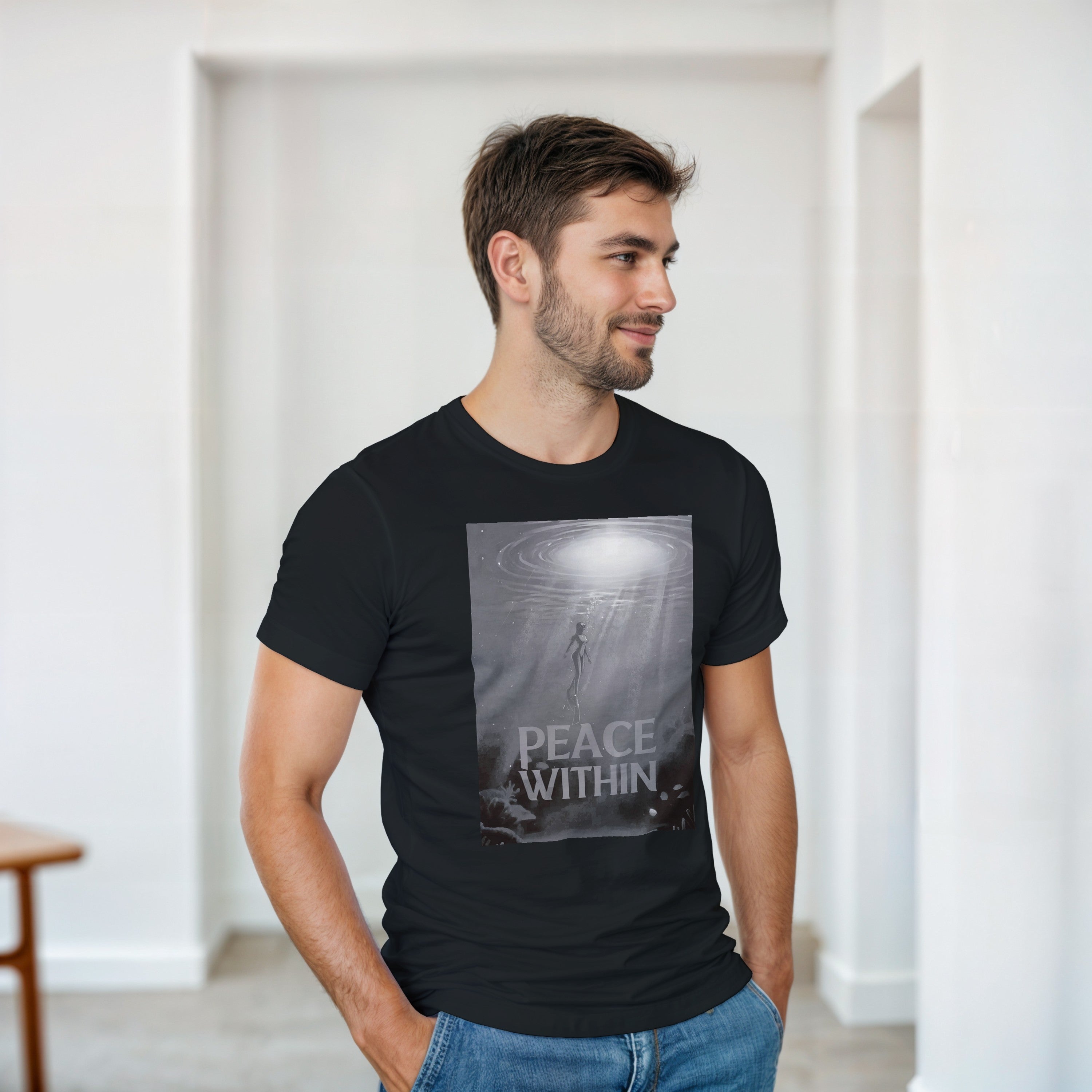 CAMISETA PAZ INTERIOR BRANCO E CINZA