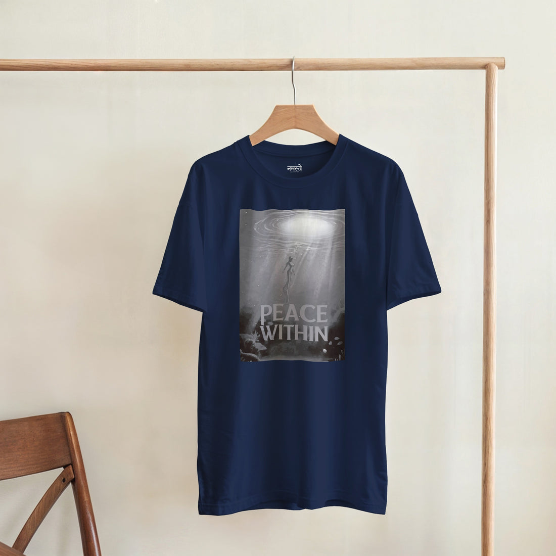 CAMISETA PAZ INTERIOR BRANCO E CINZA