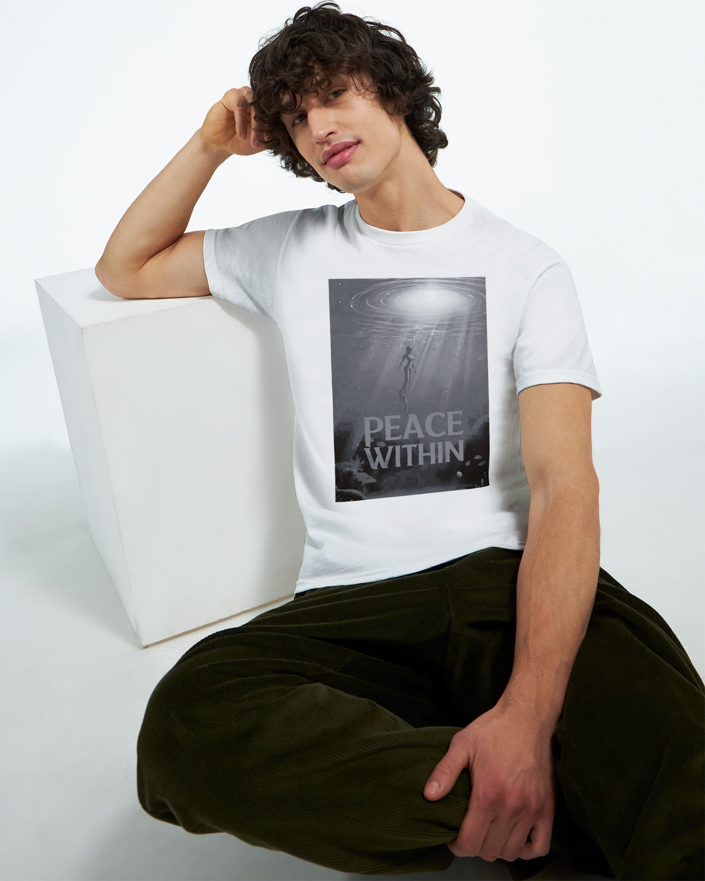CAMISETA PAZ INTERIOR BRANCO E CINZA