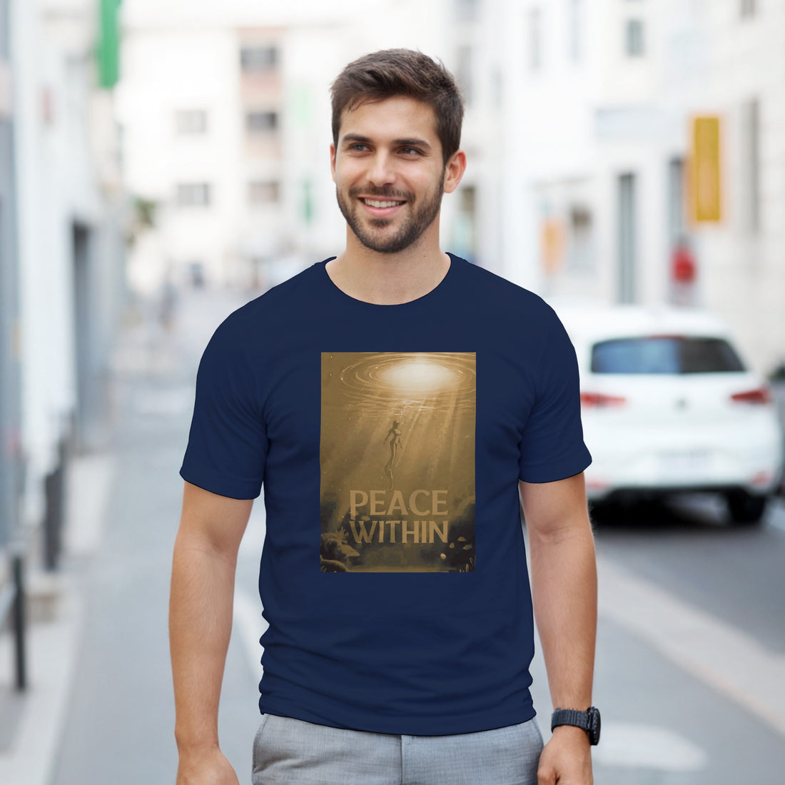 CAMISETA PAZ DENTRO DORADA