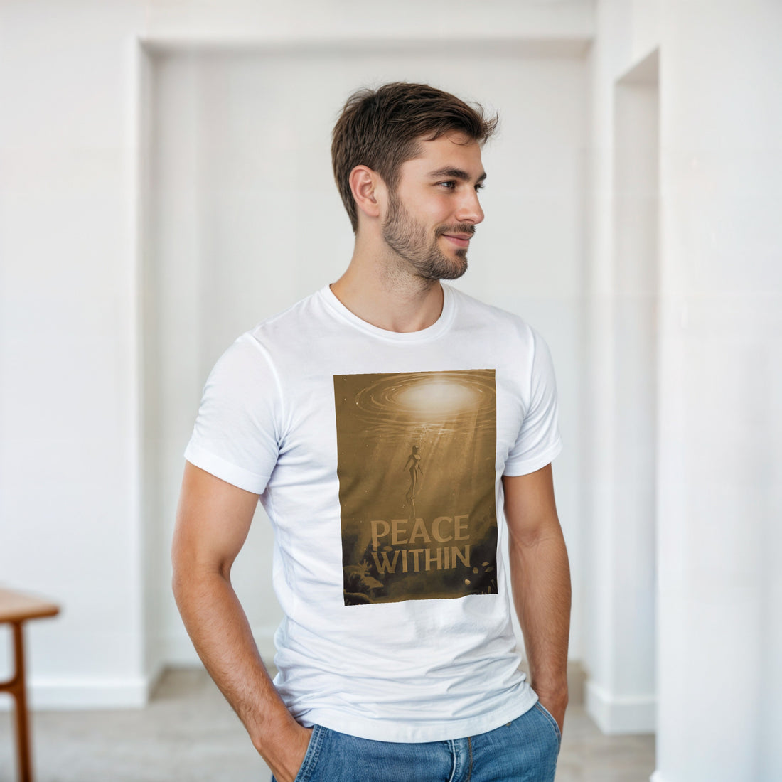 CAMISETA PAZ DENTRO DORADA