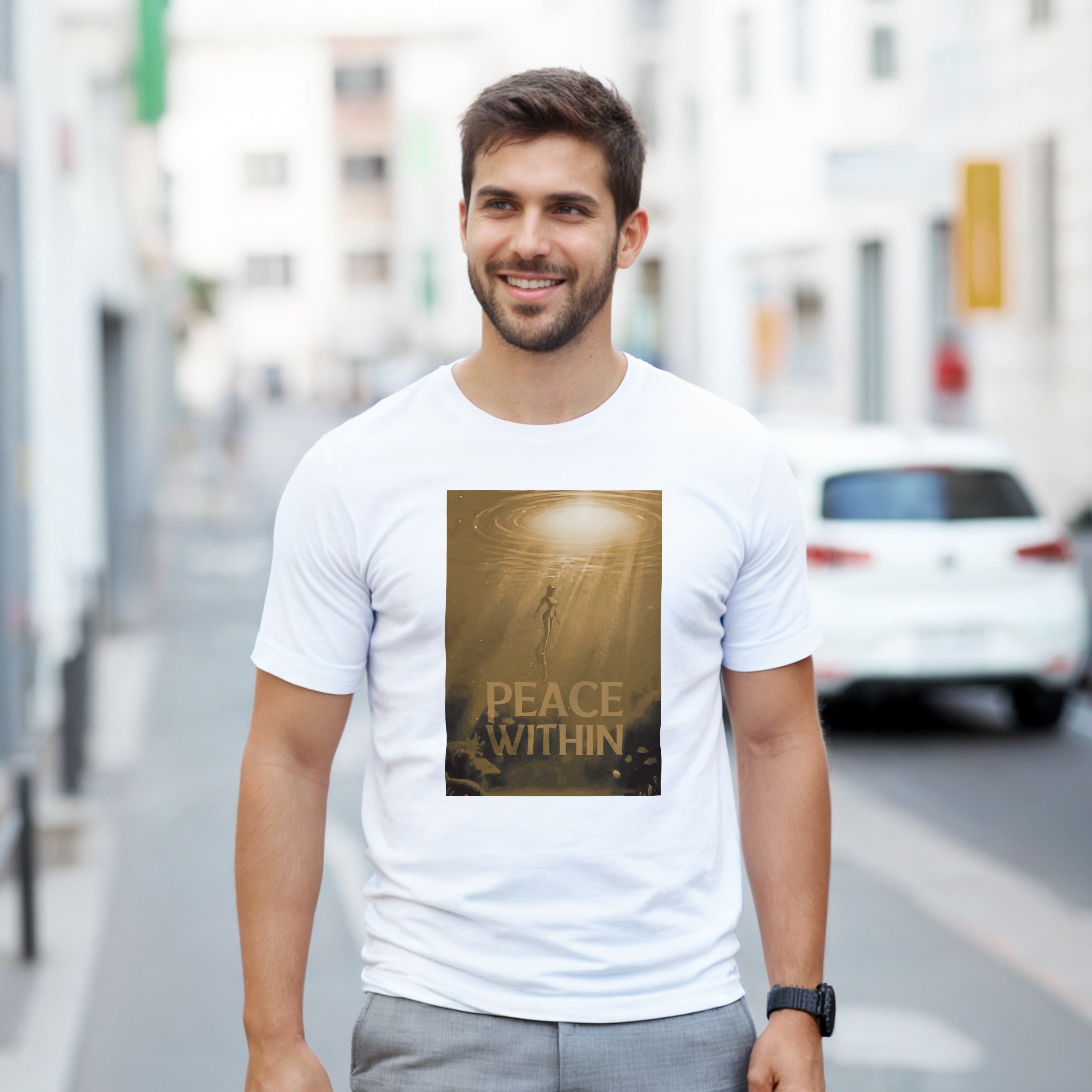 CAMISETA PAZ DENTRO DORADA