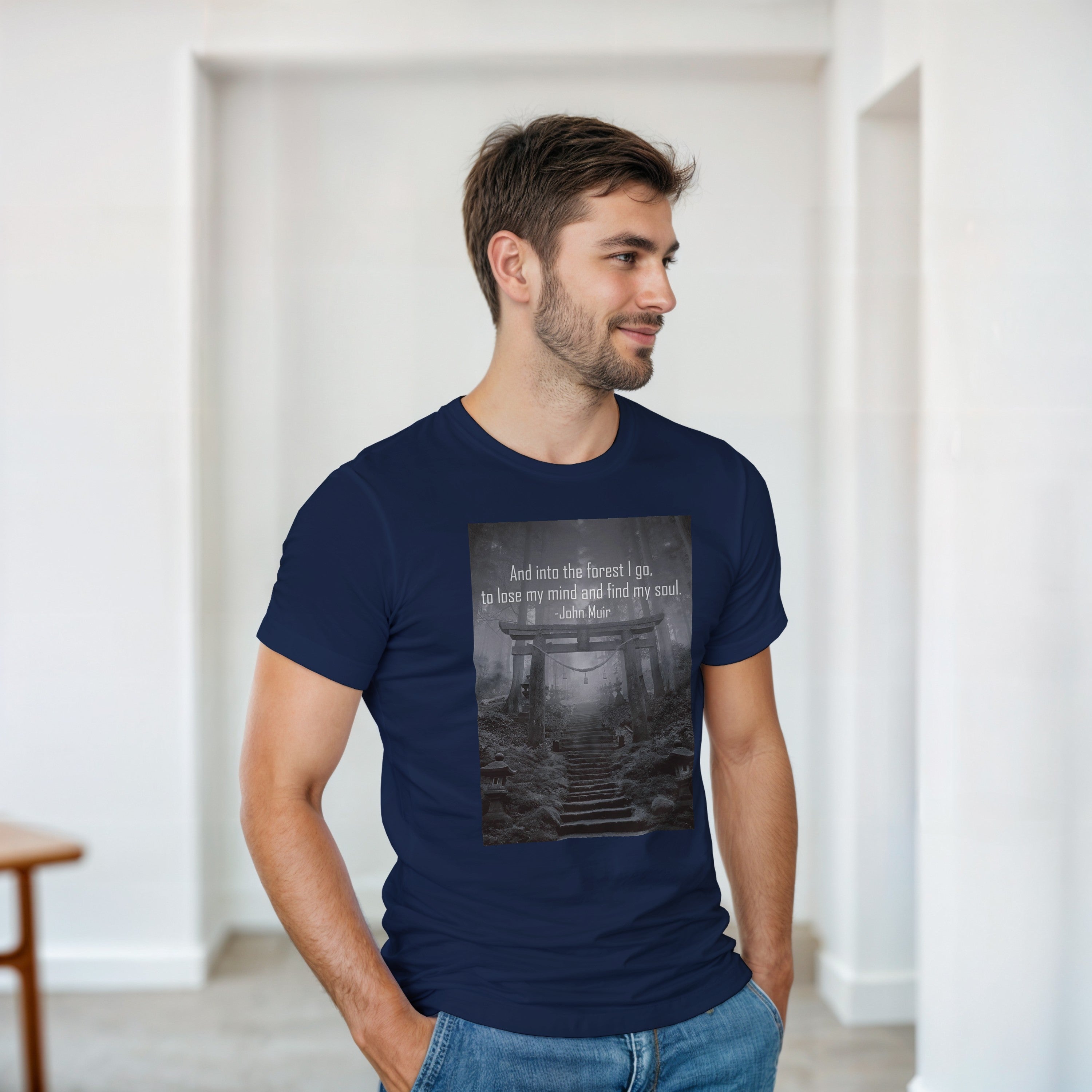 CAMISETA BOSQUE JAPONÉS BLANCA Y GRIS