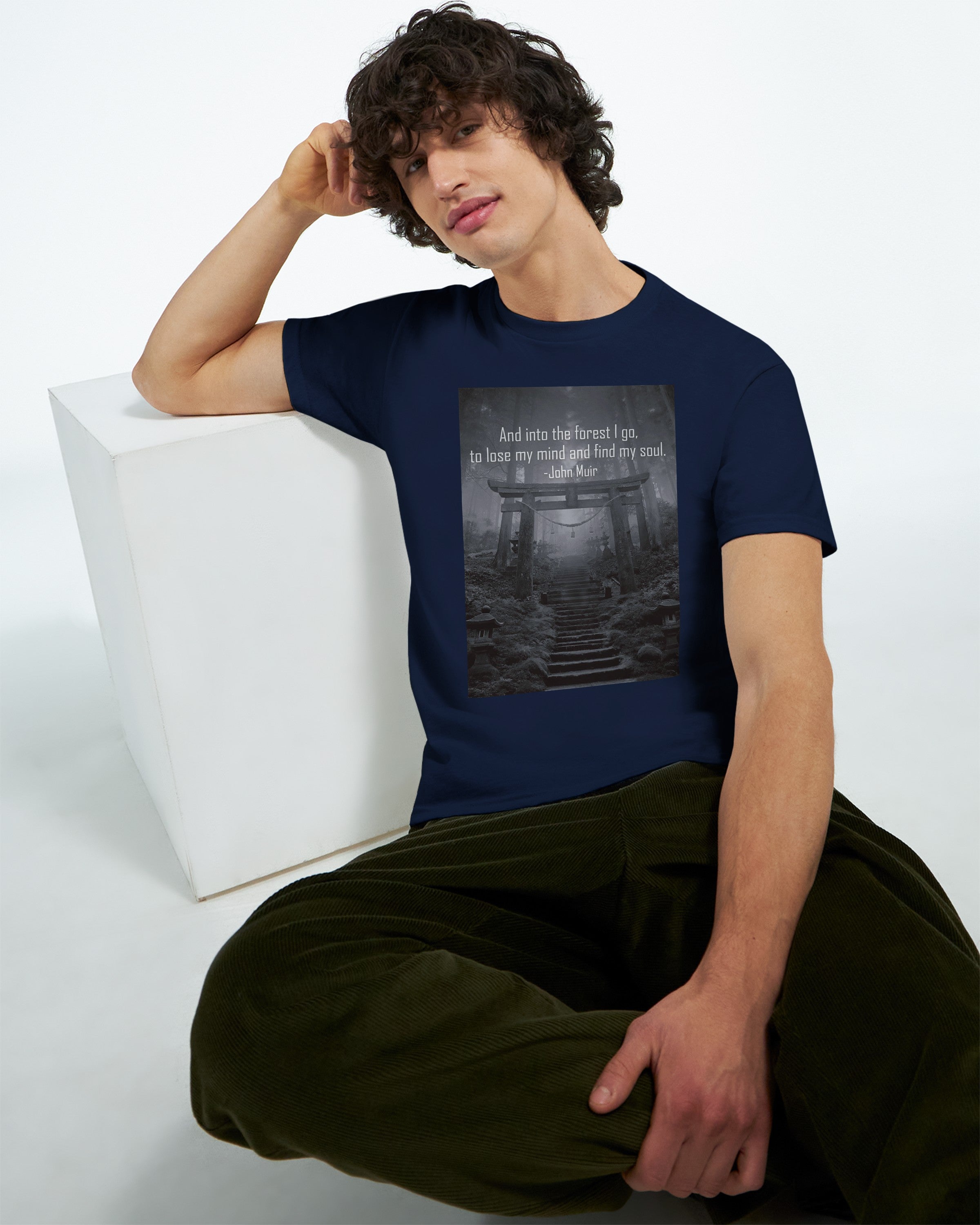 CAMISETA BOSQUE JAPONÉS BLANCA Y GRIS