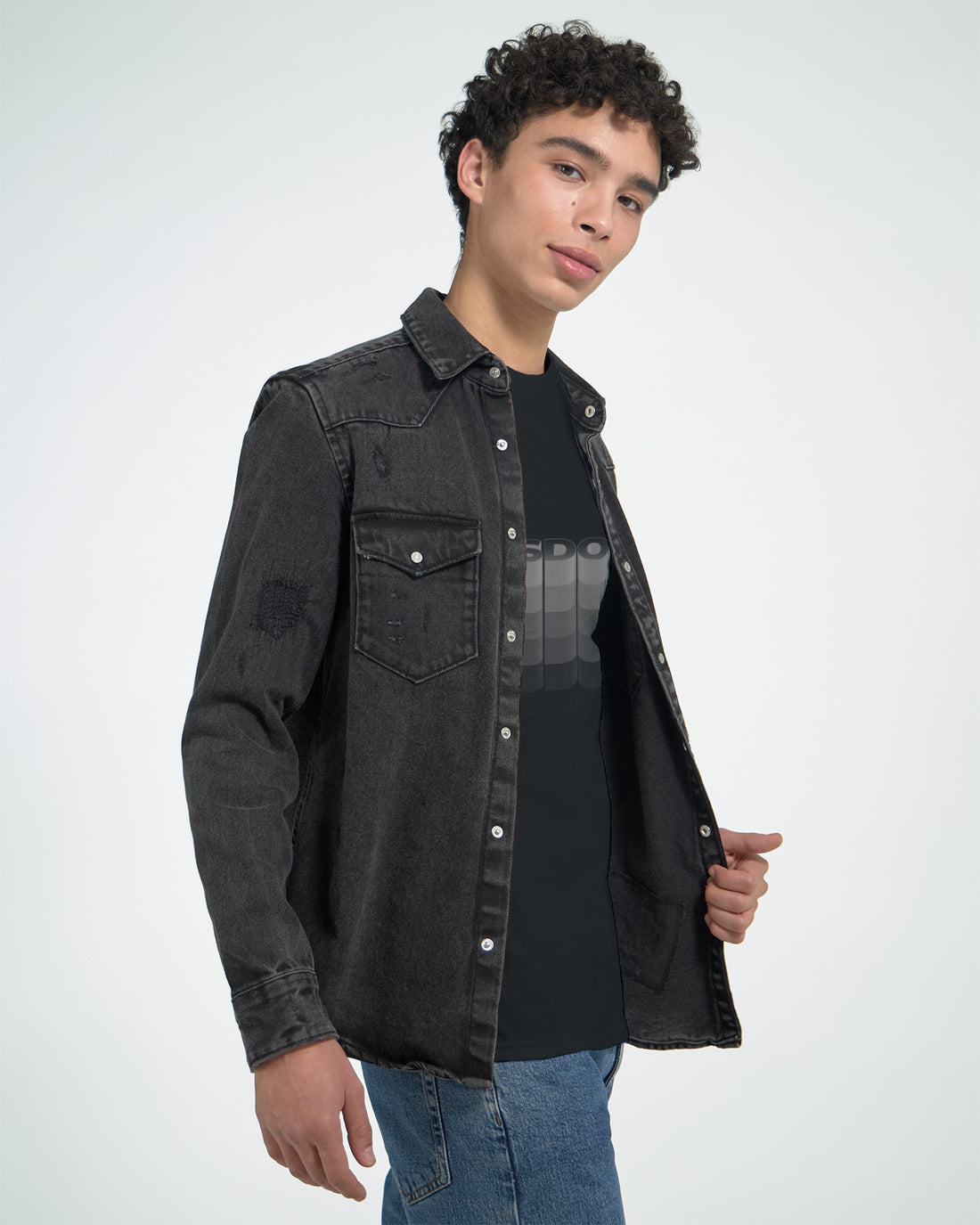 CAMISETA WISDOM NEGRO Y CENIZA