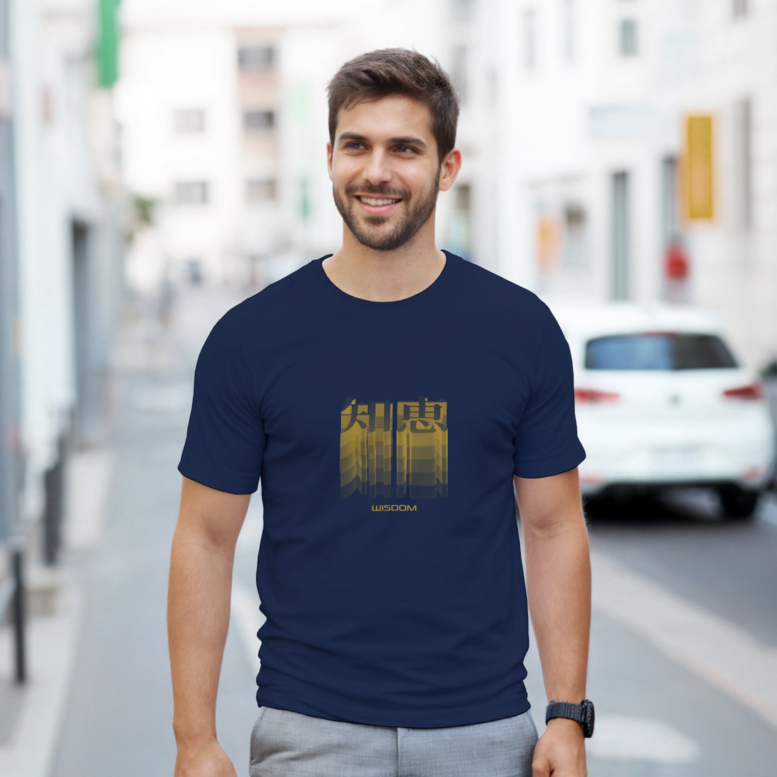 CAMISETA SABIDURÍA KANJI JAPONESA DORADA