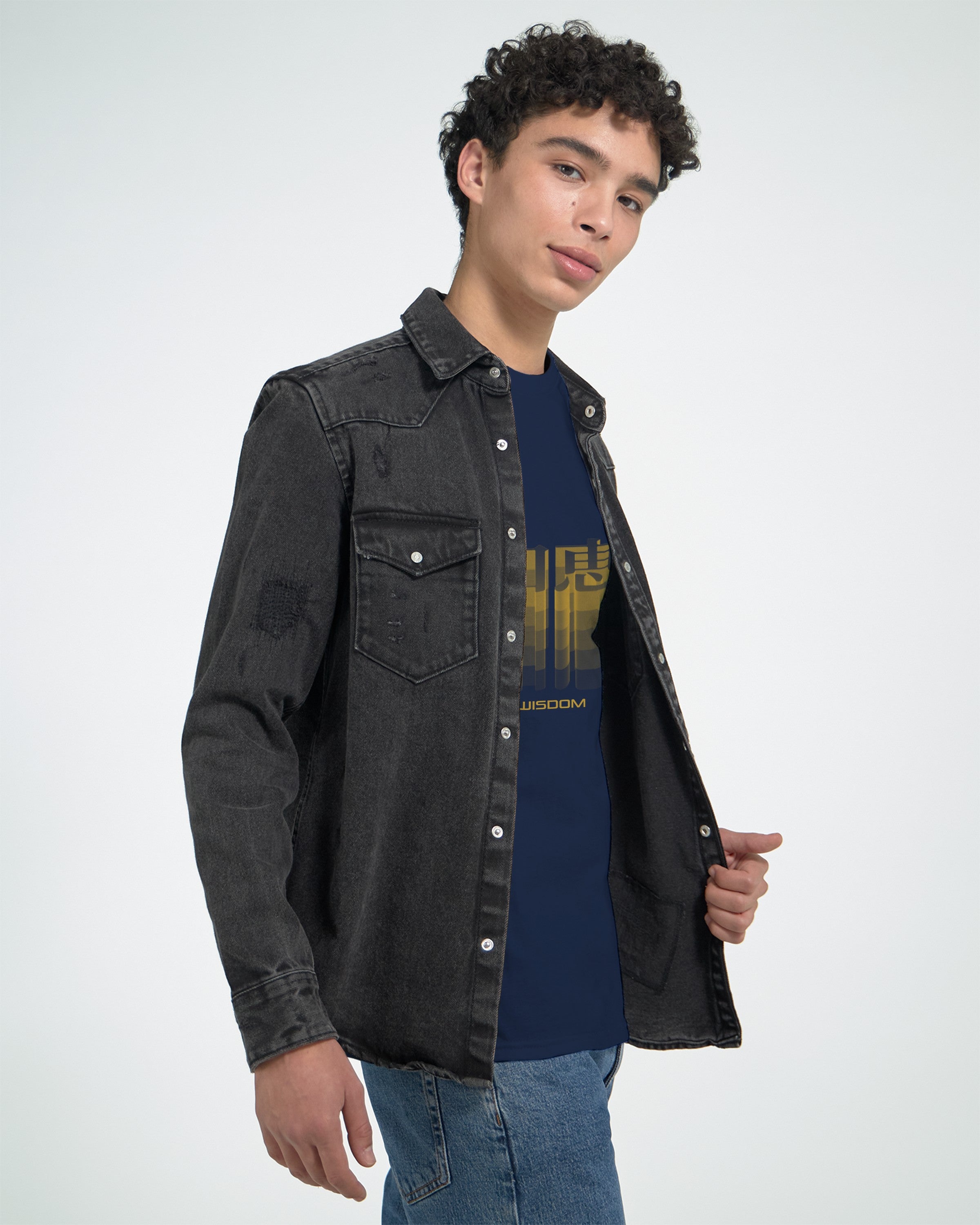 CAMISETA SABIDURÍA KANJI JAPONESA DORADA