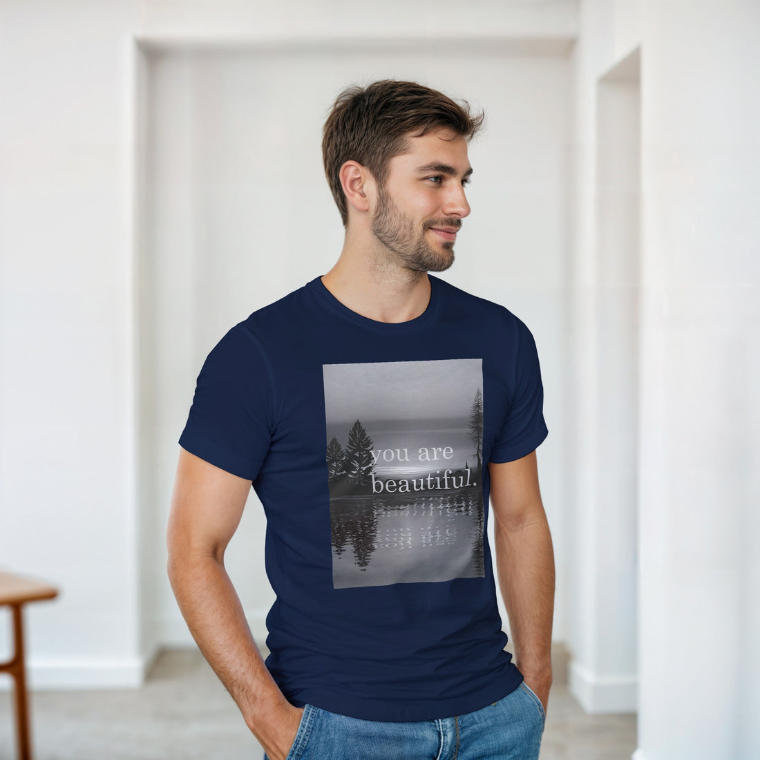 CAMISETA ERES HERMOSA BLANCA Y GRIS