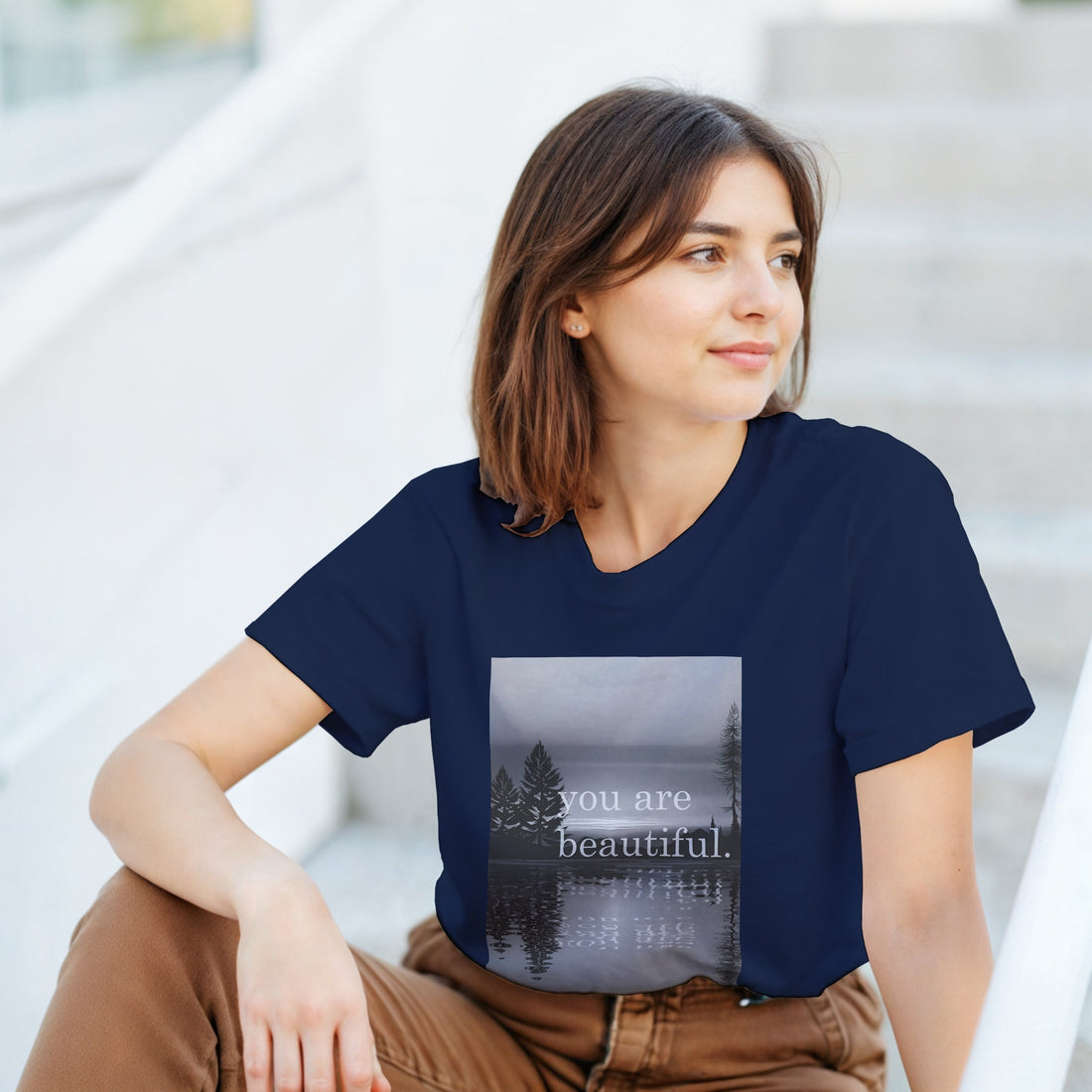CAMISETA ERES HERMOSA BLANCA Y GRIS