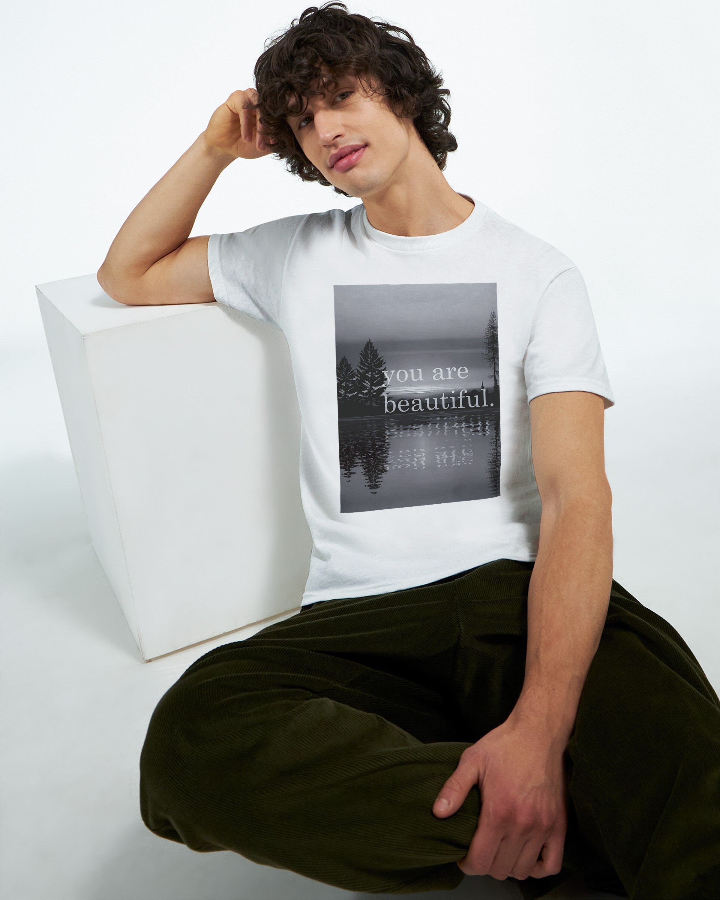 CAMISETA ERES HERMOSA BLANCA Y GRIS