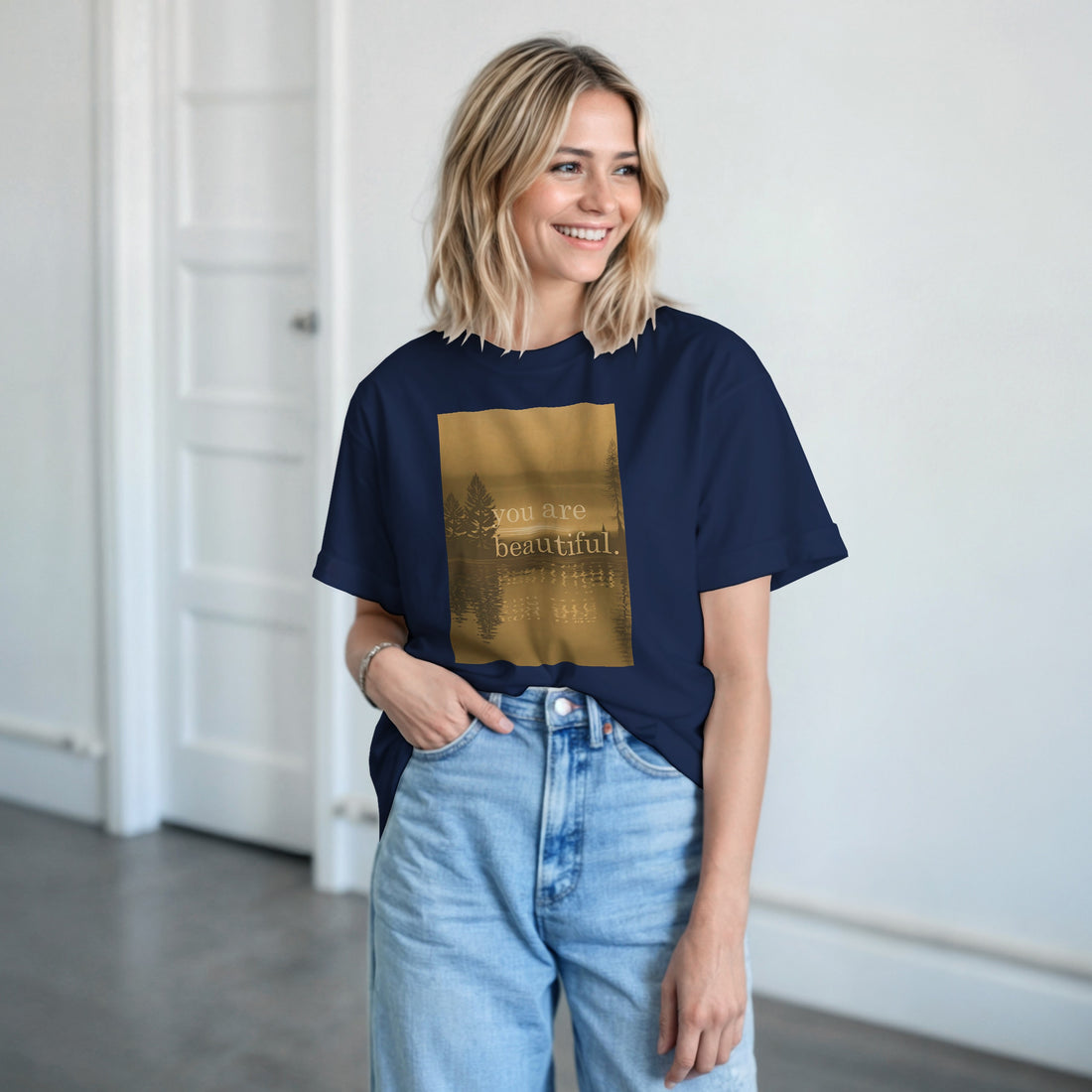 CAMISETA ERES HERMOSA DORADA