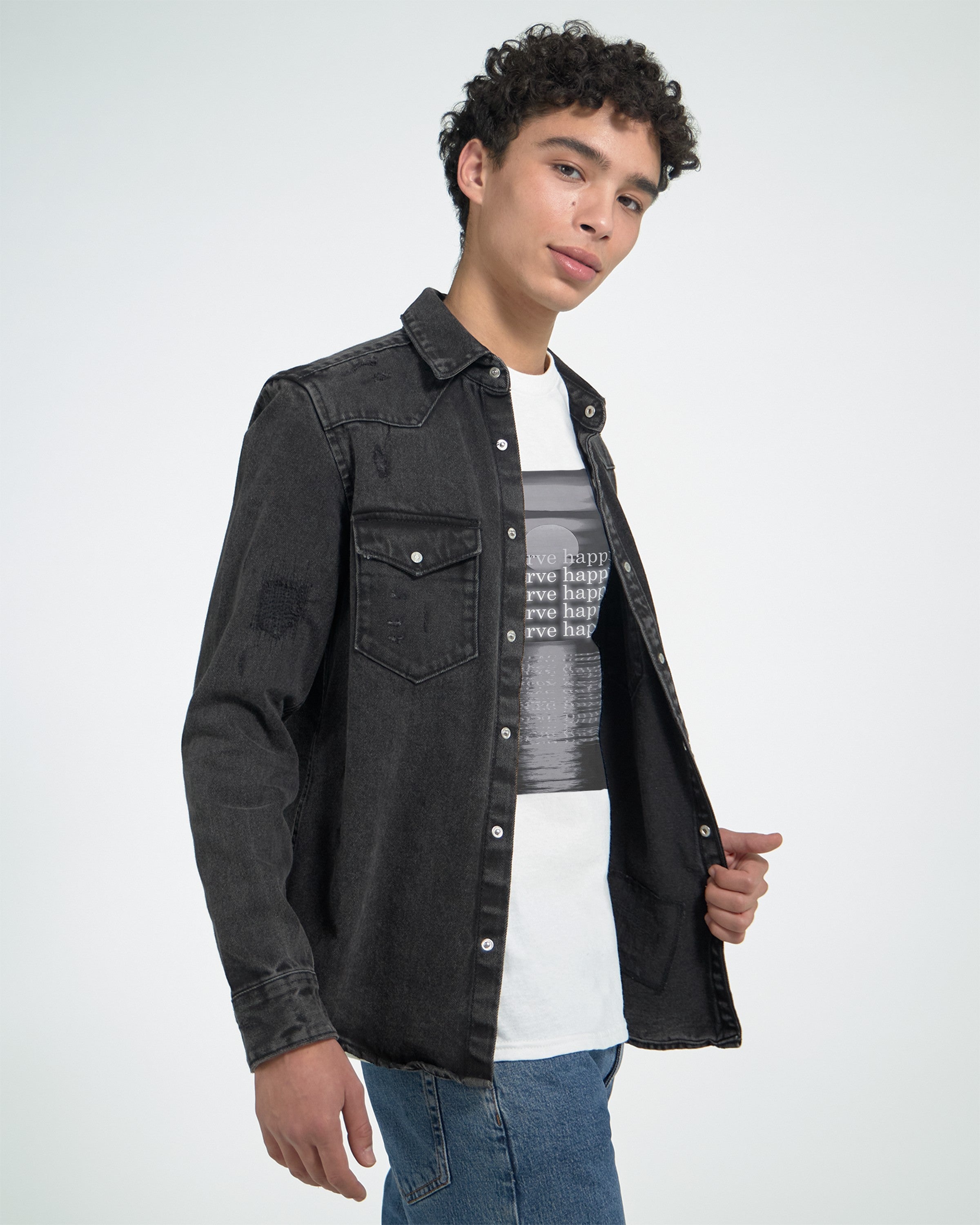CAMISETA TE MERECES LA FELICIDAD BLANCA Y GRIS