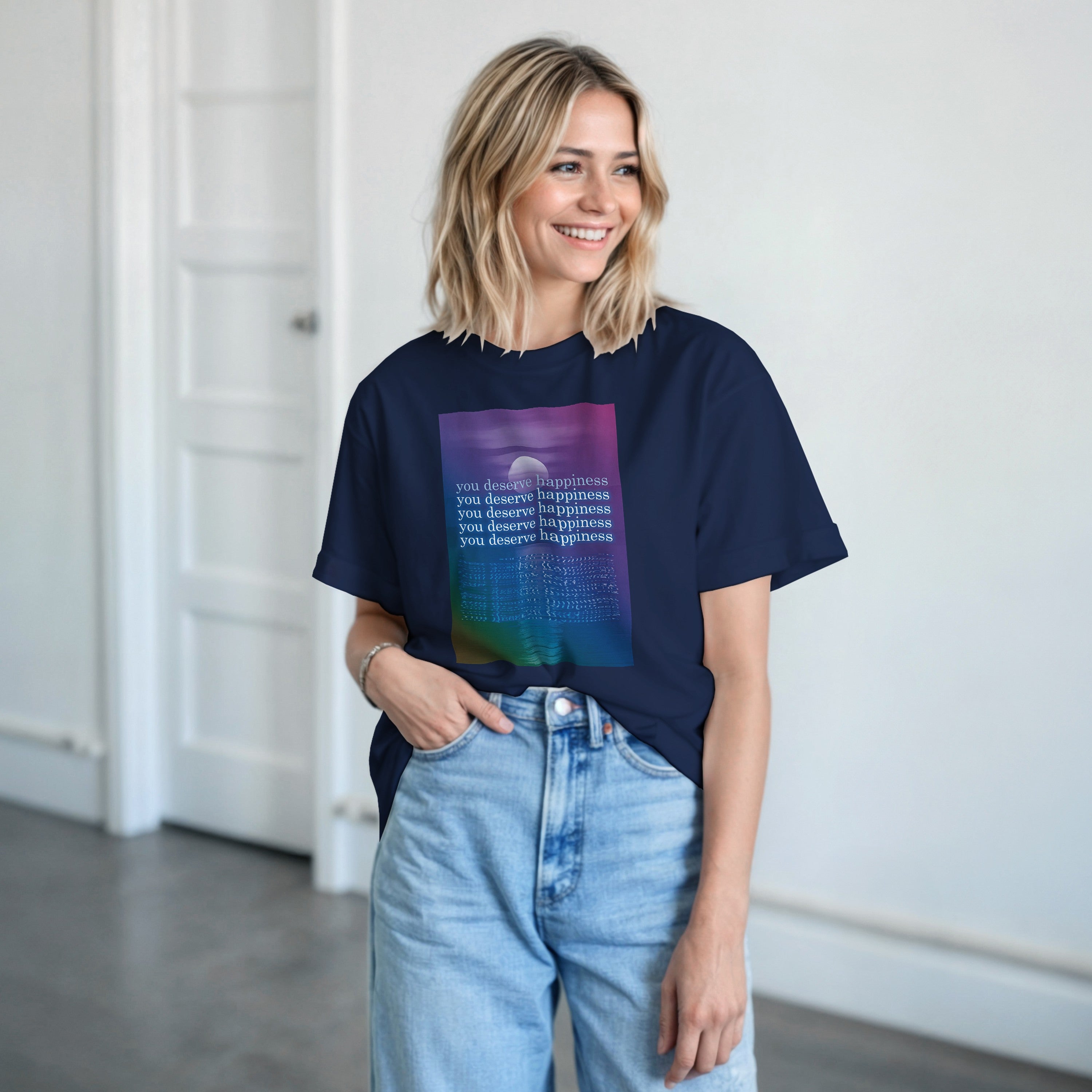 CAMISETA VOCÊ MERECE FELICIDADE SESSÕES PSICODÉLICAS