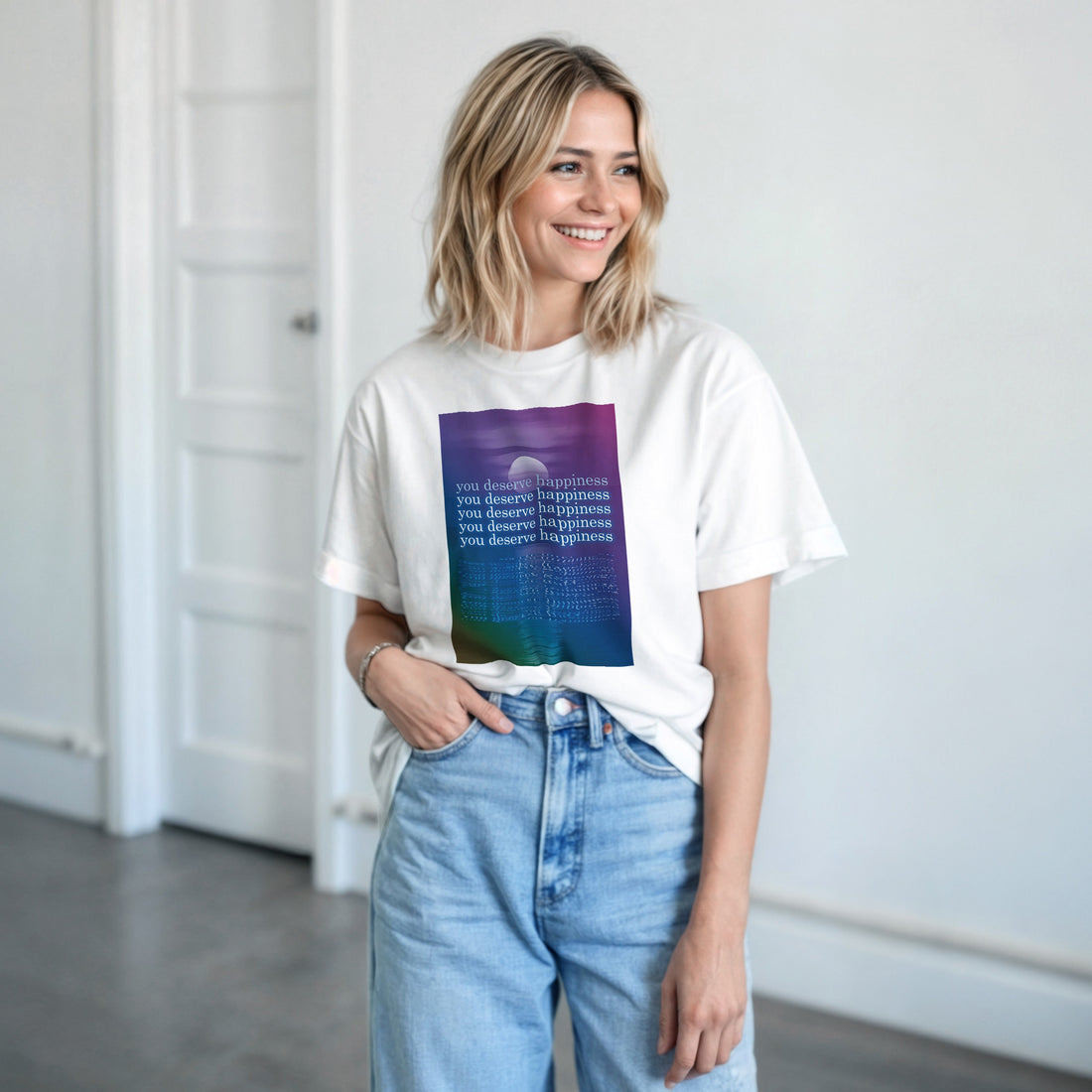 CAMISETA VOCÊ MERECE FELICIDADE SESSÕES PSICODÉLICAS
