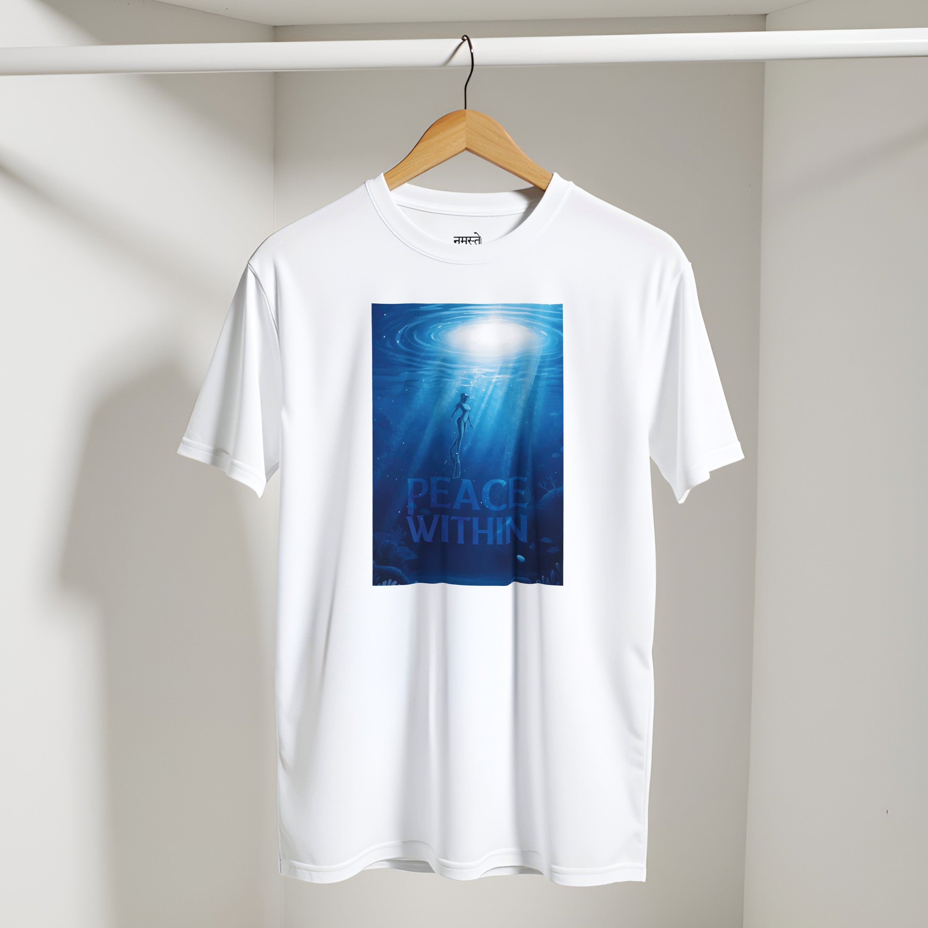 CAMISETA PAZ INTERIOR SEREIA MERGULHO AZUL PROFUNDO