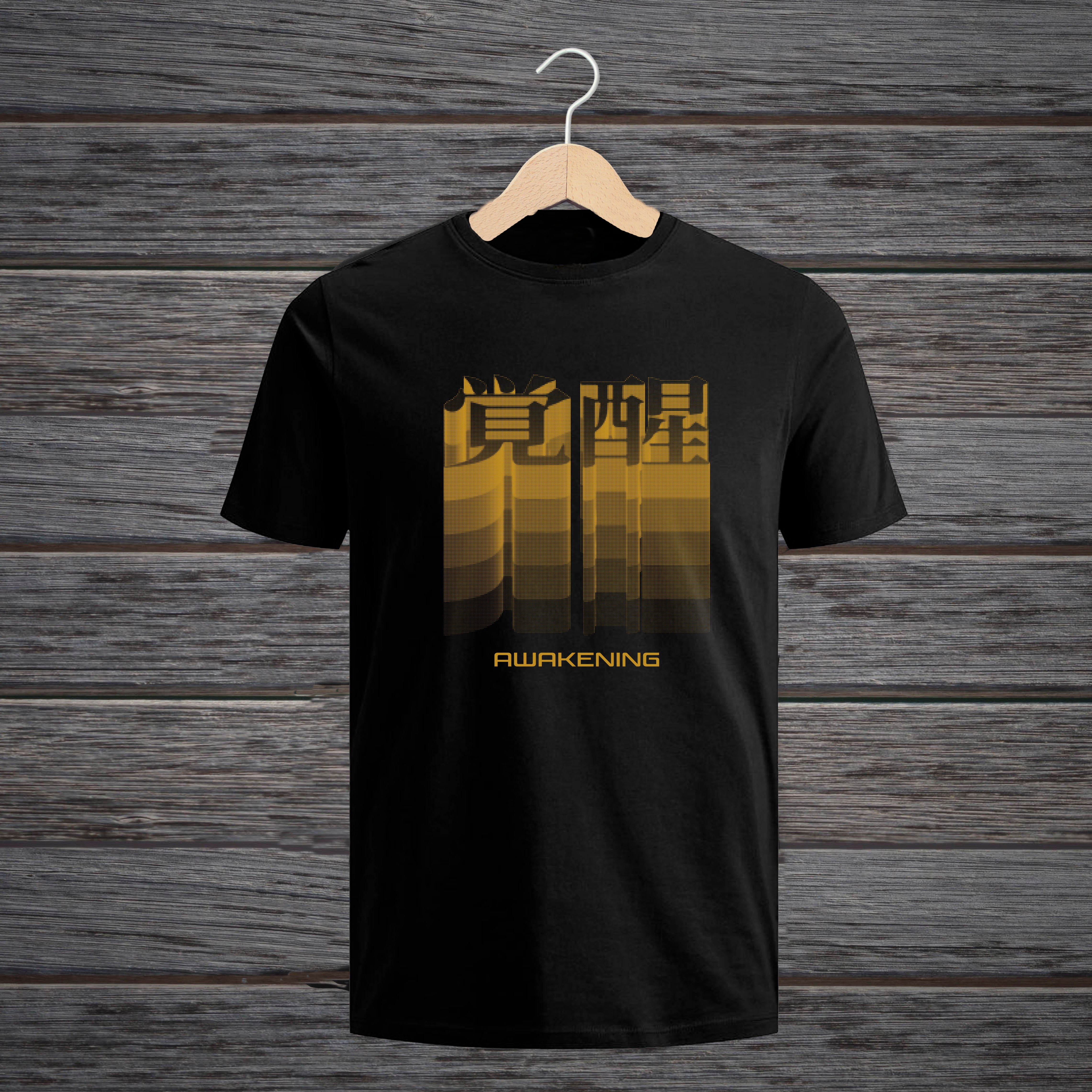 CAMISETA KANJI JAPONÉS DESPERTAR DORADO