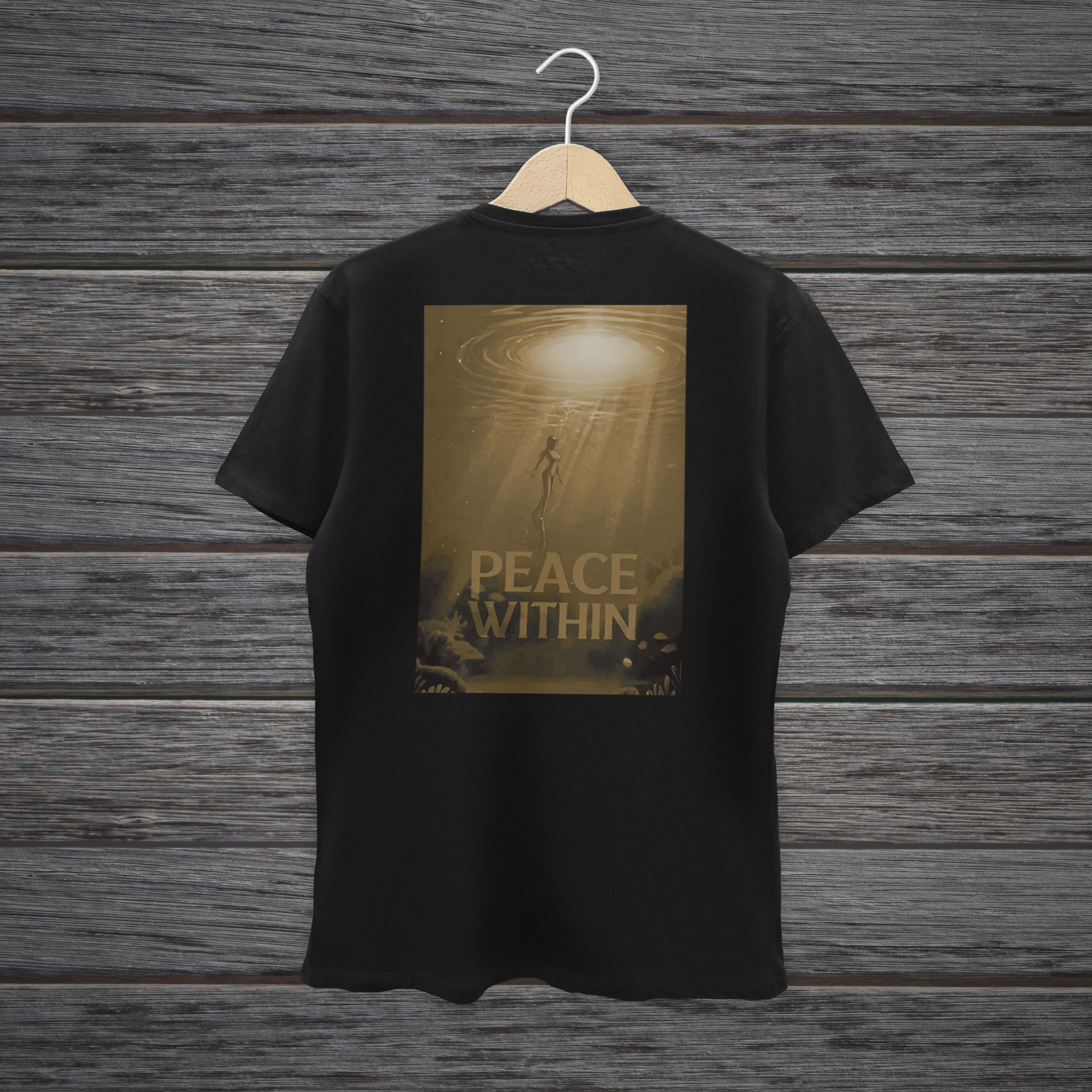 CAMISETA PAZ DENTRO DORADA