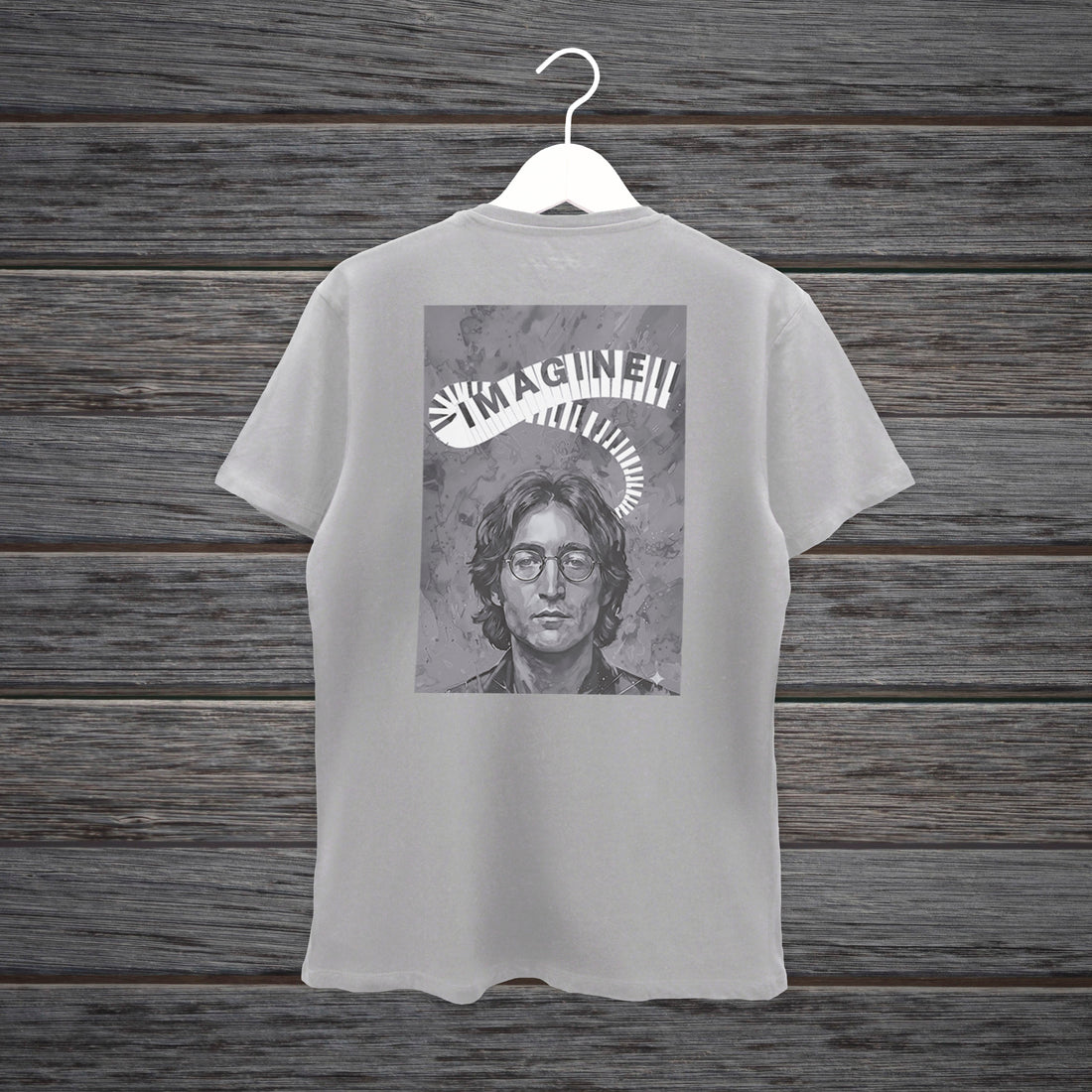 CAMISETA IMAGINE LENNON BLANCA Y GRIS