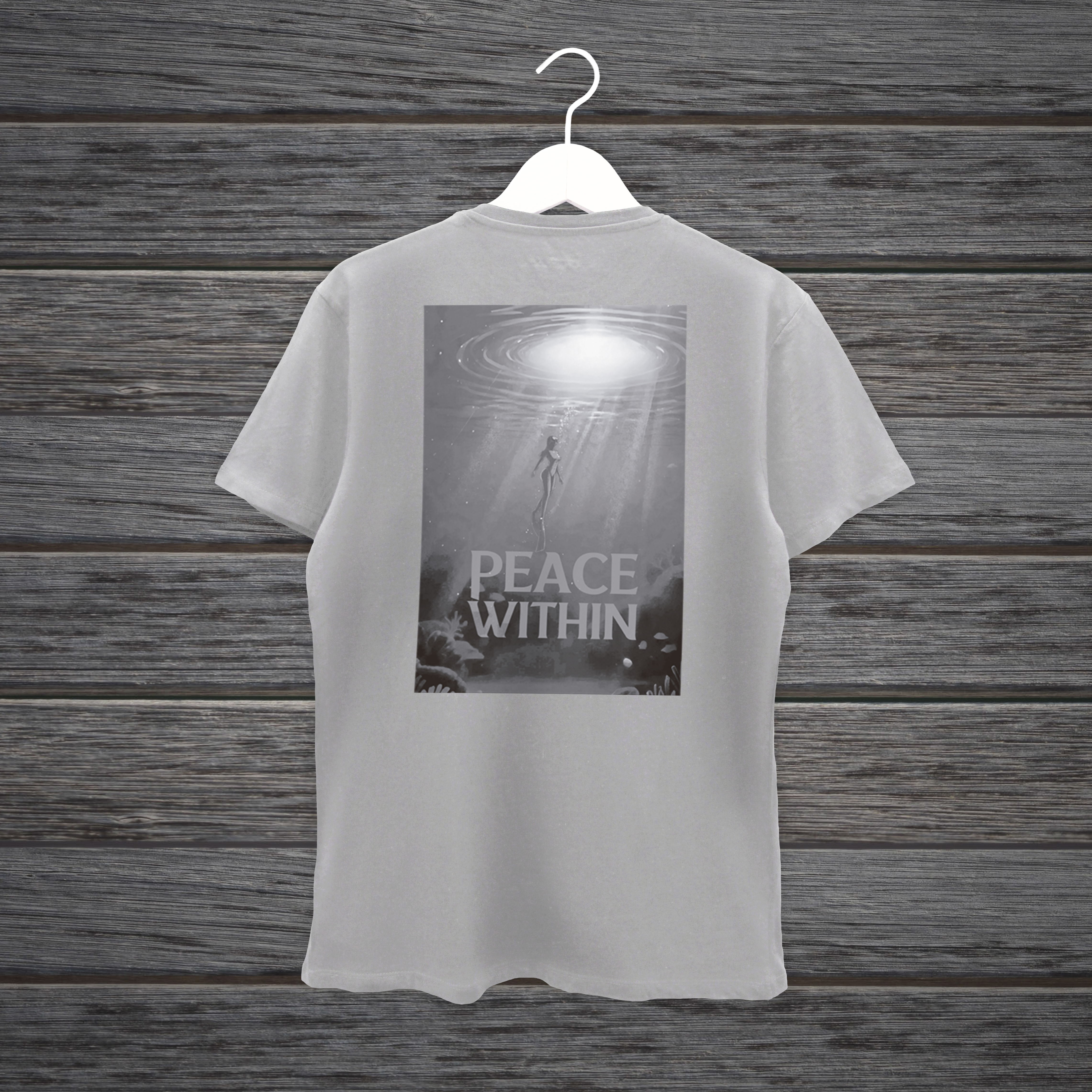 CAMISETA PAZ INTERIOR BRANCO E CINZA