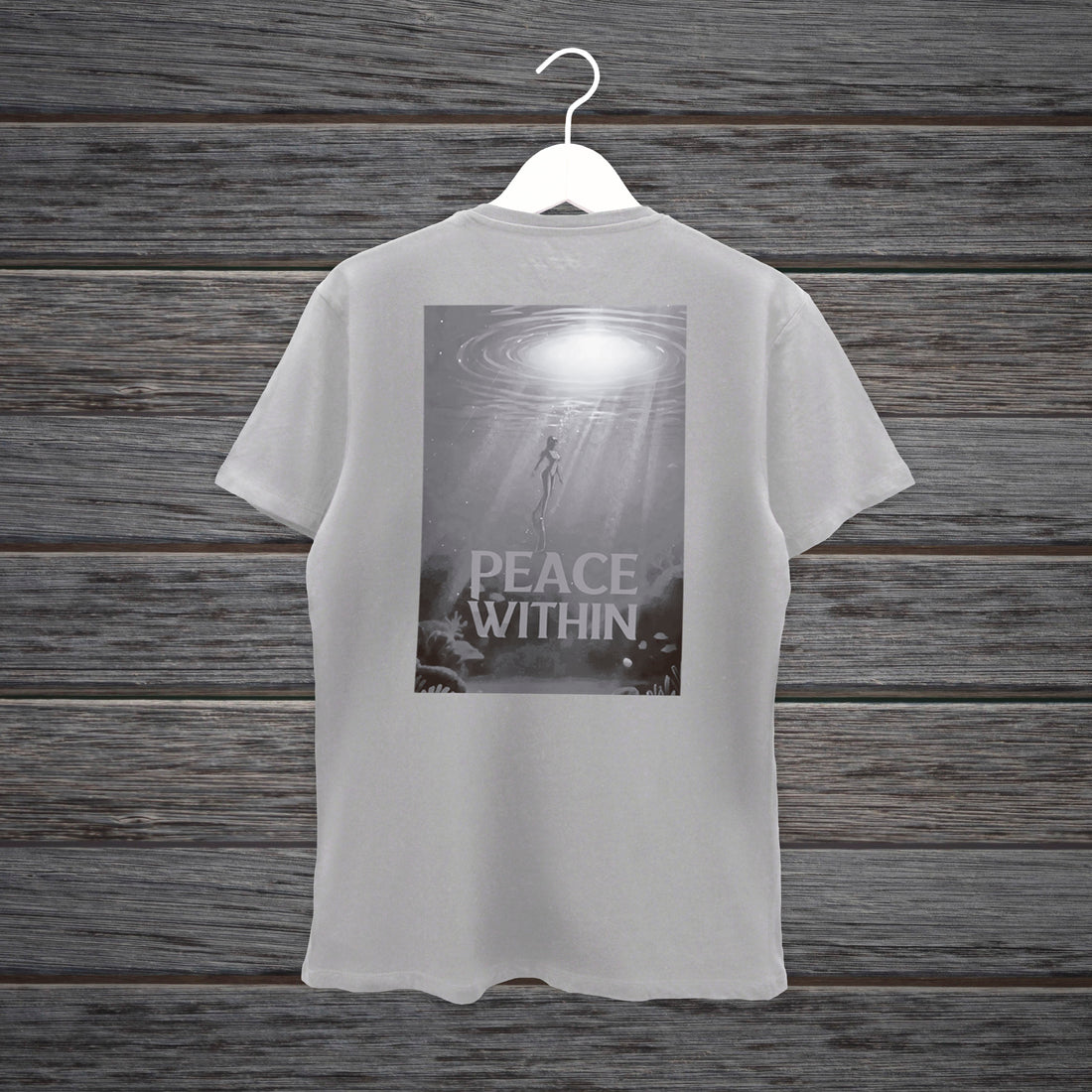 CAMISETA PAZ INTERIOR BLANCA Y GRIS