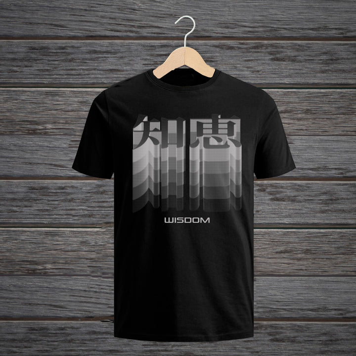 TSHIRT JAPANESE KANJI WISDOM BLACK & ASH