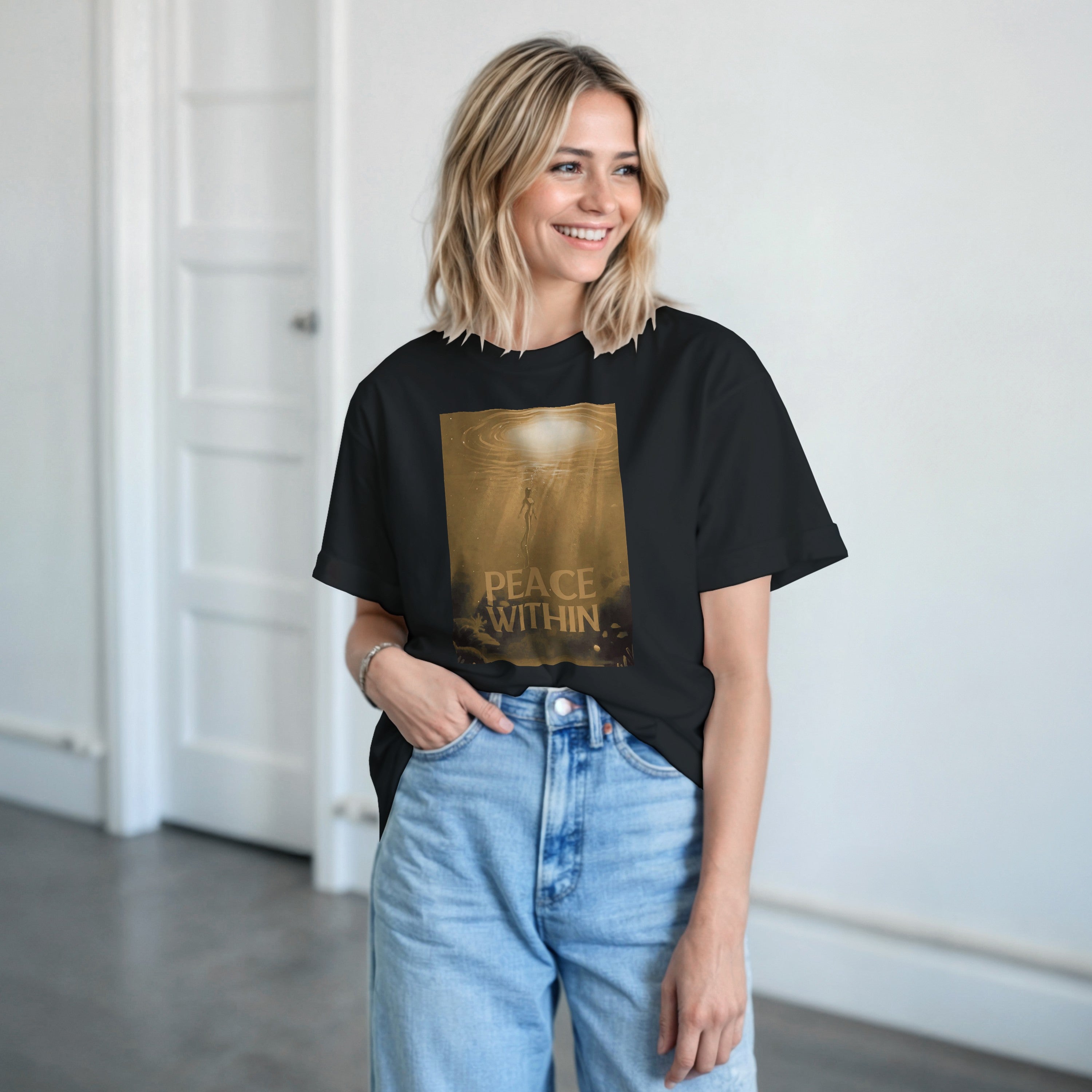 CAMISETA PAZ DENTRO DORADA