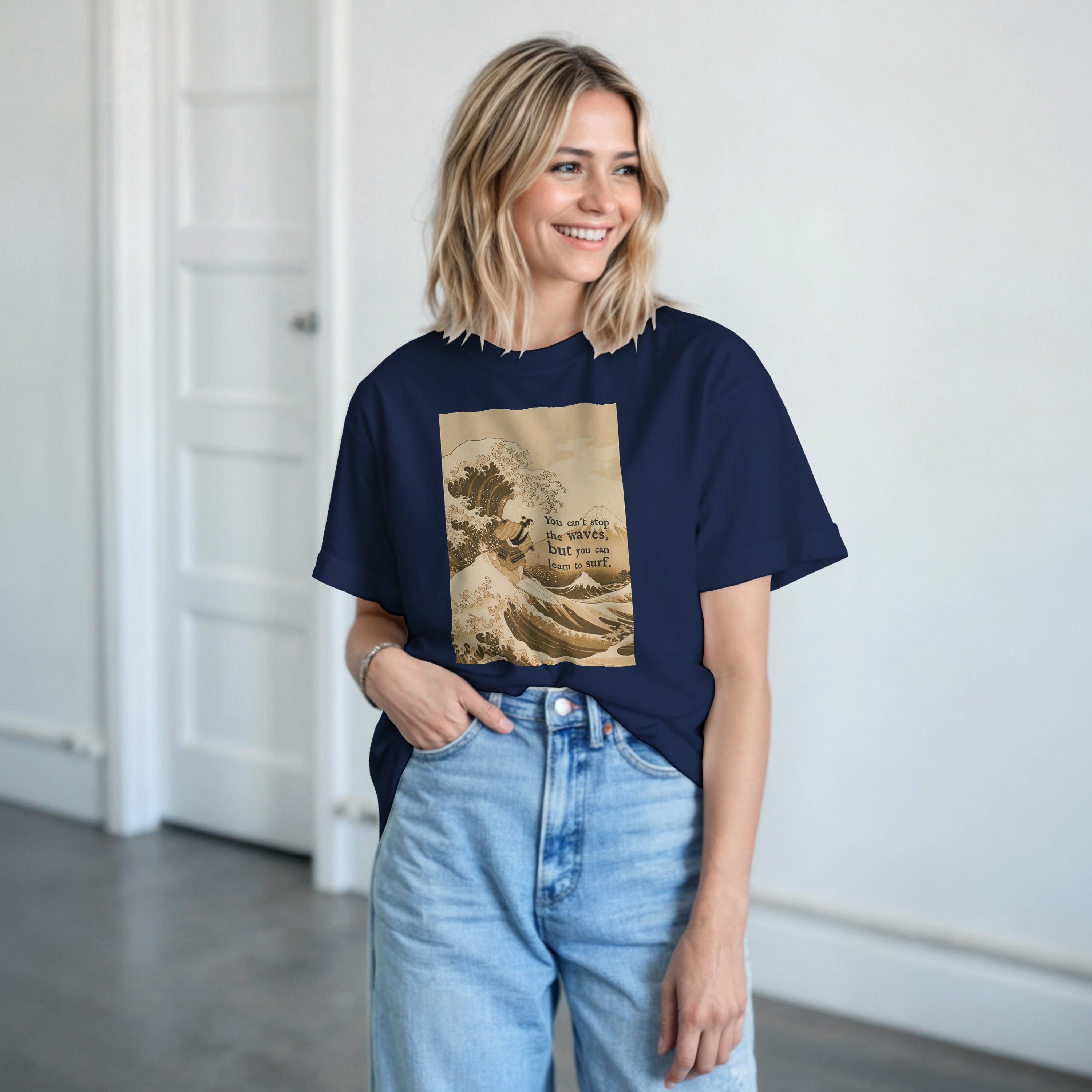 CAMISETA HOKUSAI SURF DOURADA