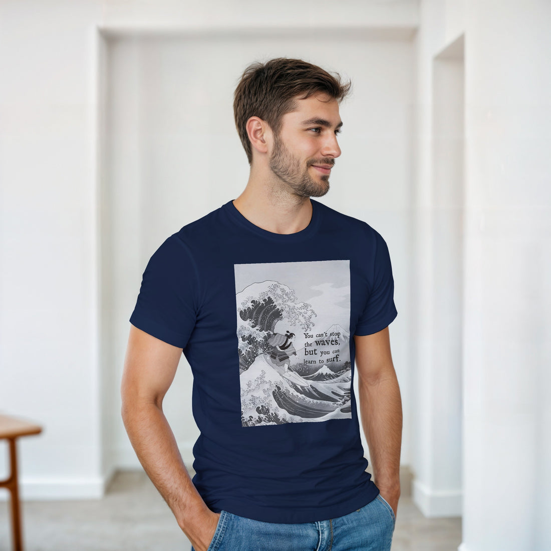 CAMISETA HOKUSAI SURF BRANCA E CINZA