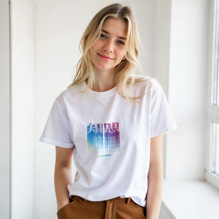 CAMISETA JAPONESA KANJI SABEDORIA PSICODÉLICOS