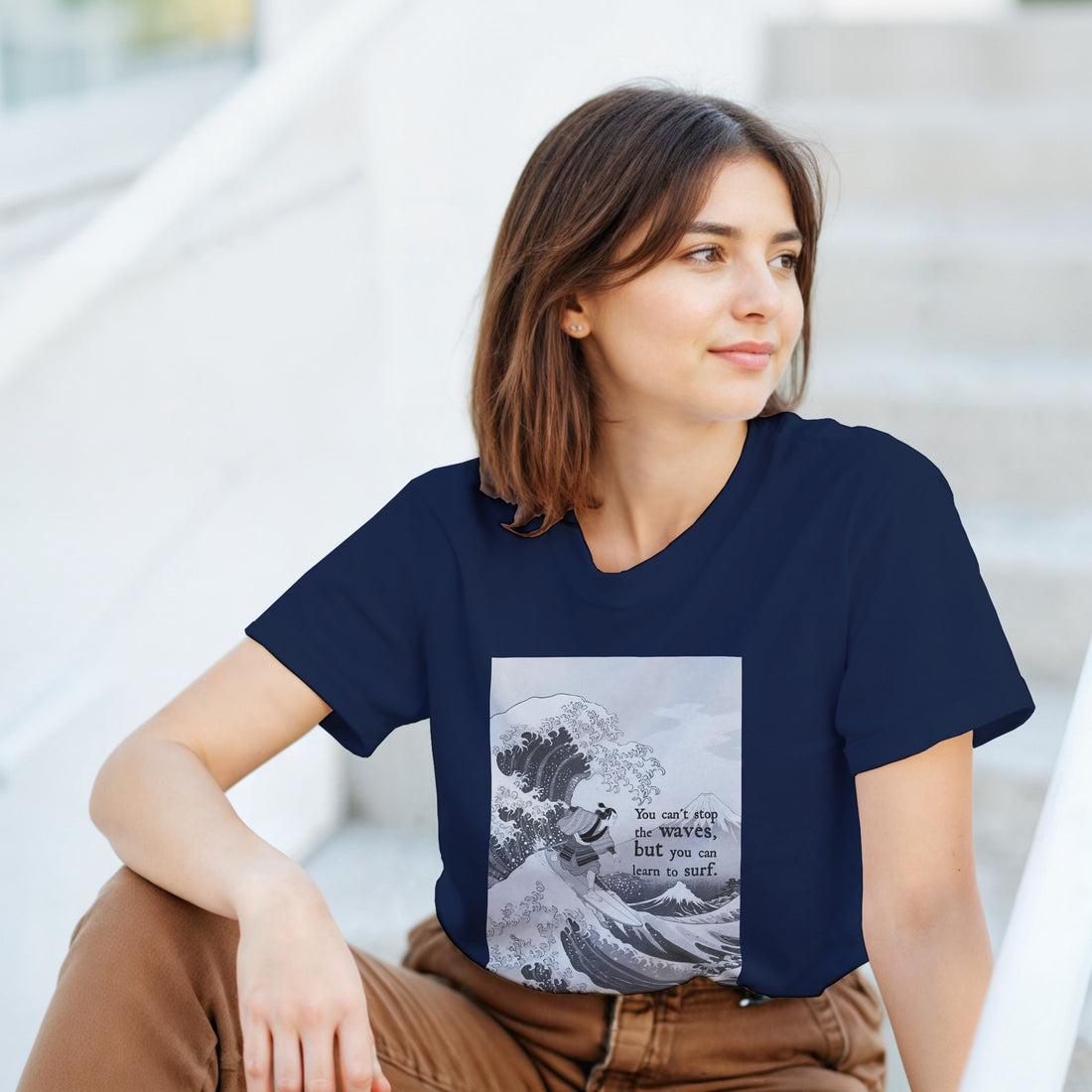 CAMISETA HOKUSAI SURF BRANCA E CINZA