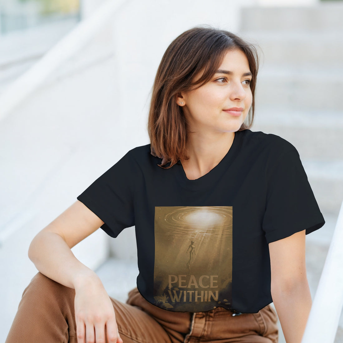 CAMISETA PAZ DENTRO DORADA