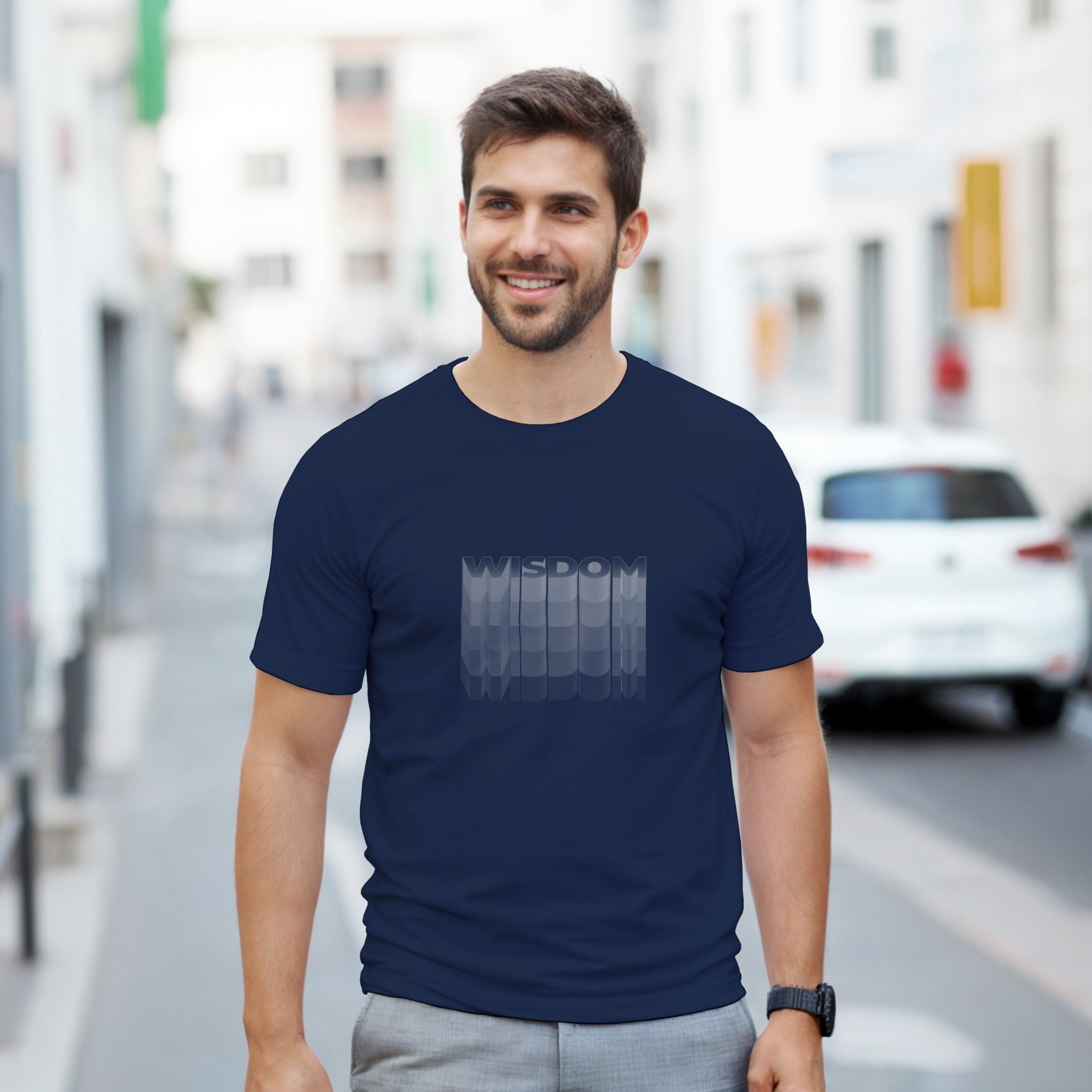 CAMISETA WISDOM NEGRO Y CENIZA