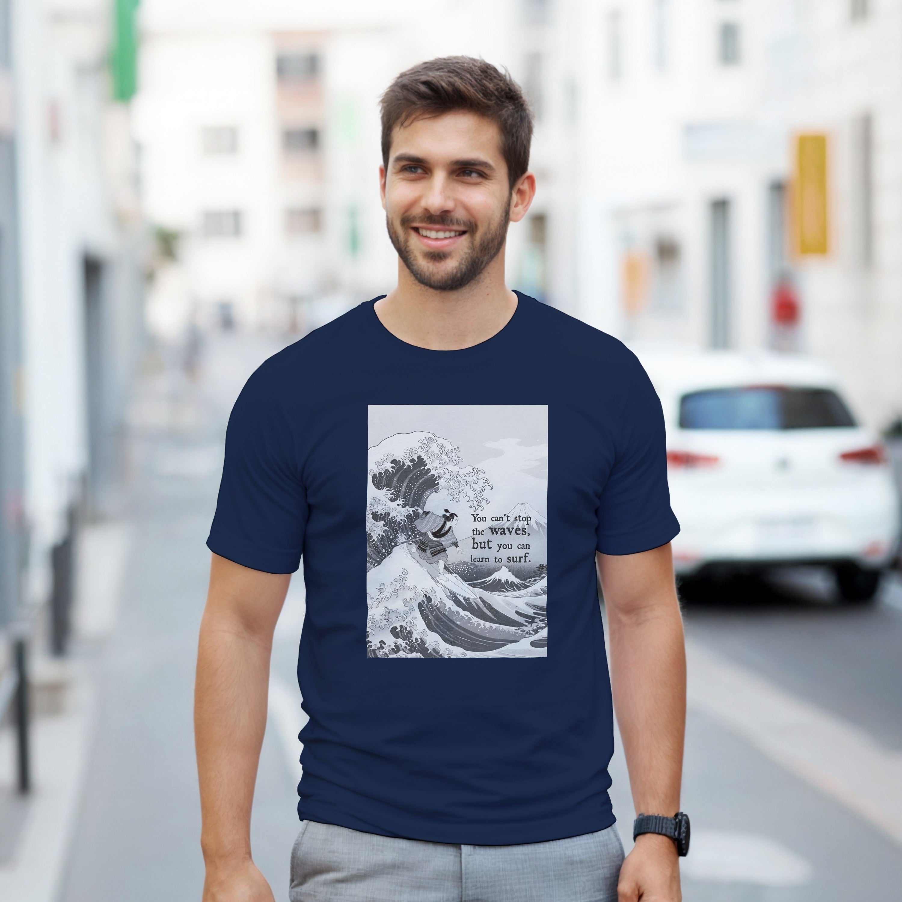 CAMISETA HOKUSAI SURF BRANCA E CINZA