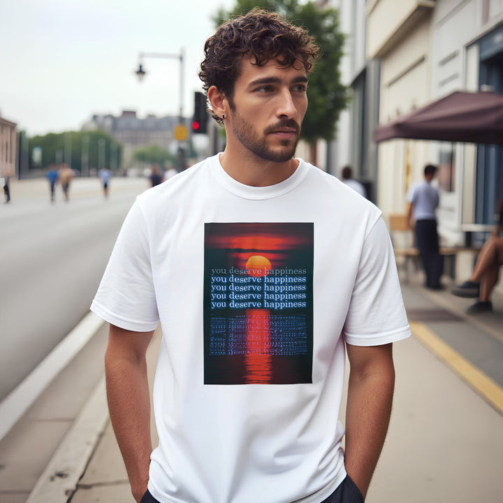 CAMISETA TE MERECES LA FELICIDAD ATARDECER