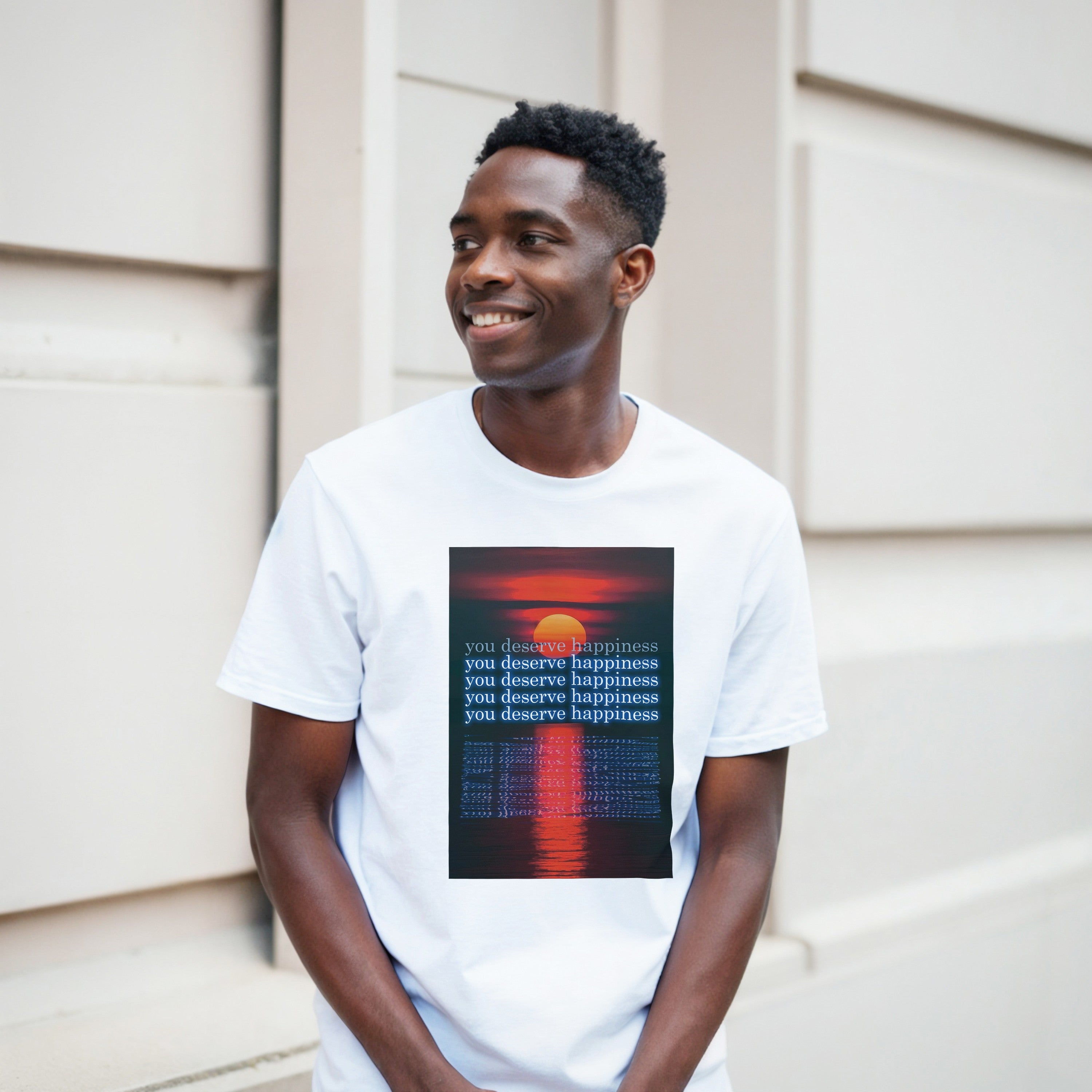 CAMISETA TE MERECES LA FELICIDAD ATARDECER
