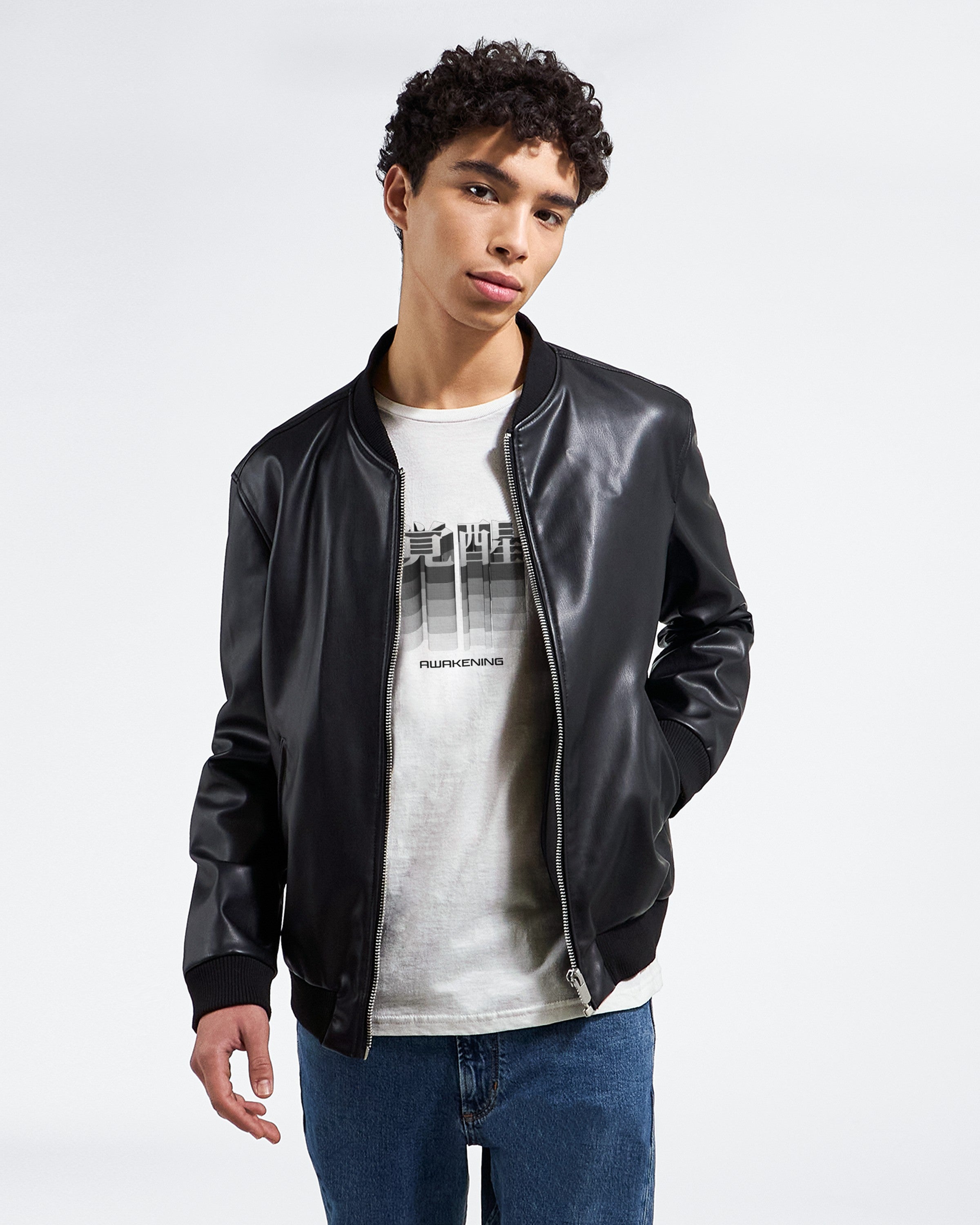 CAMISETA KANJI JAPONÉS DESPERTAR NEGRO Y GRIS